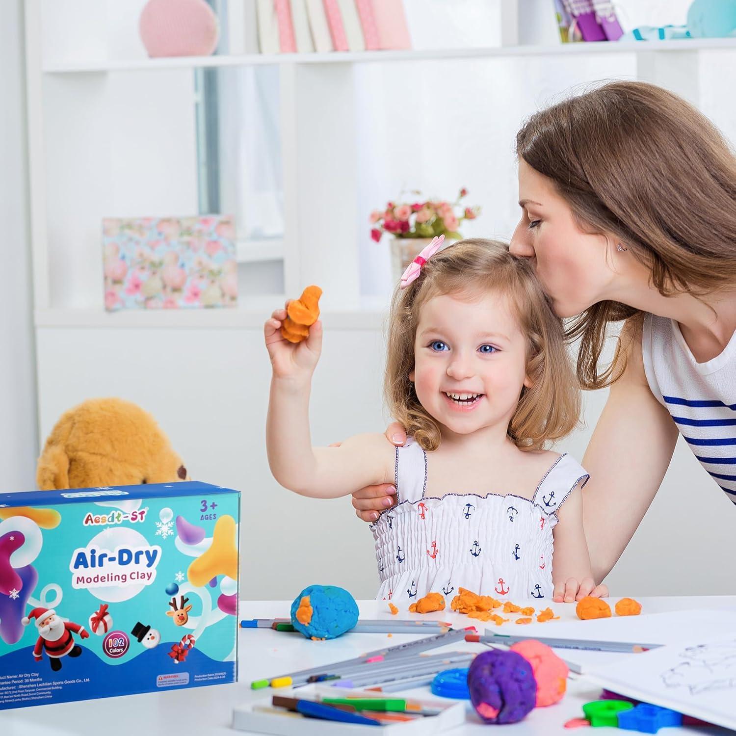 Kit de Arcilla Secada al Aire Aestd-ST 102 Colores para Niños