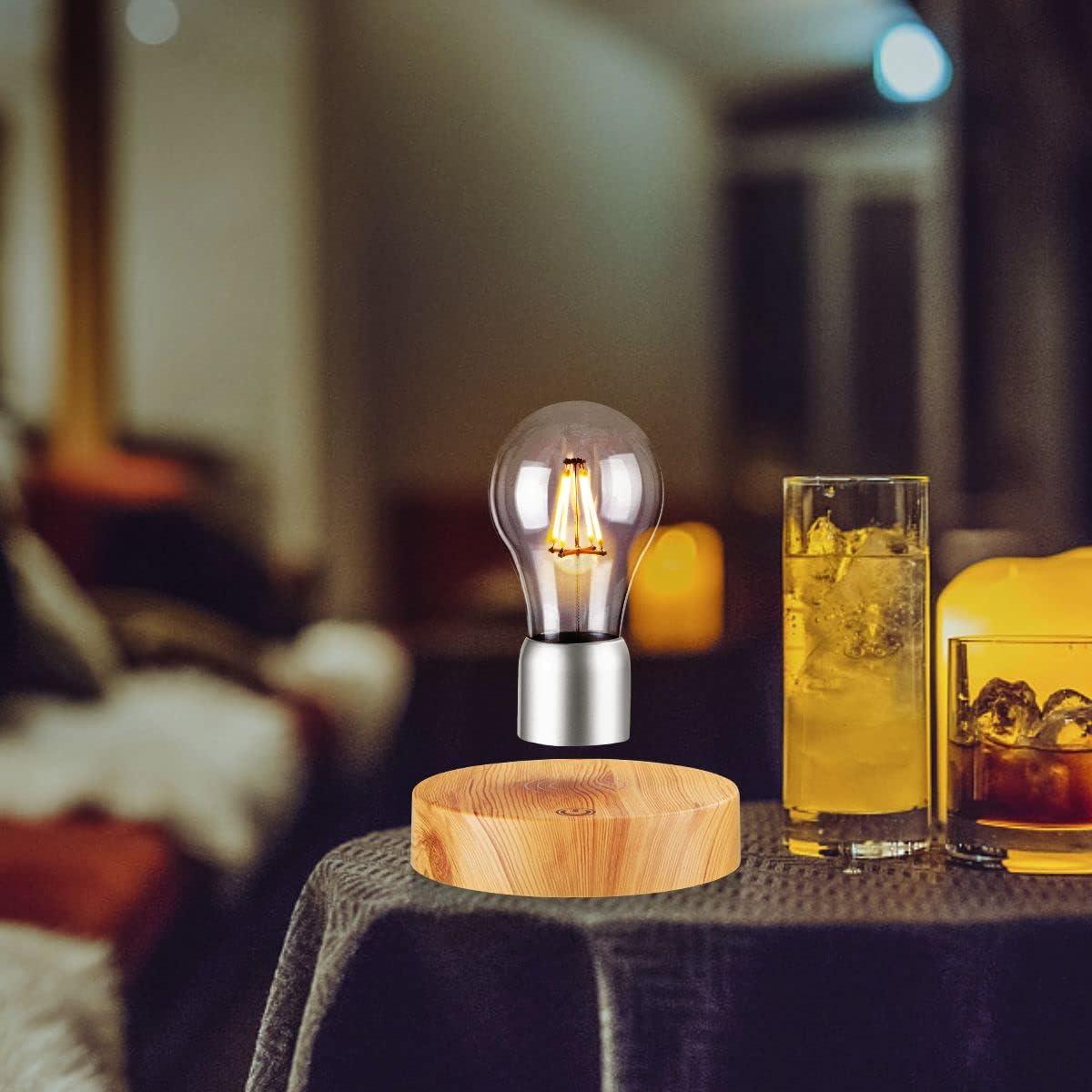 Lámpara de Escritorio LED Flotante Magnética VGAzer - Base de Madera