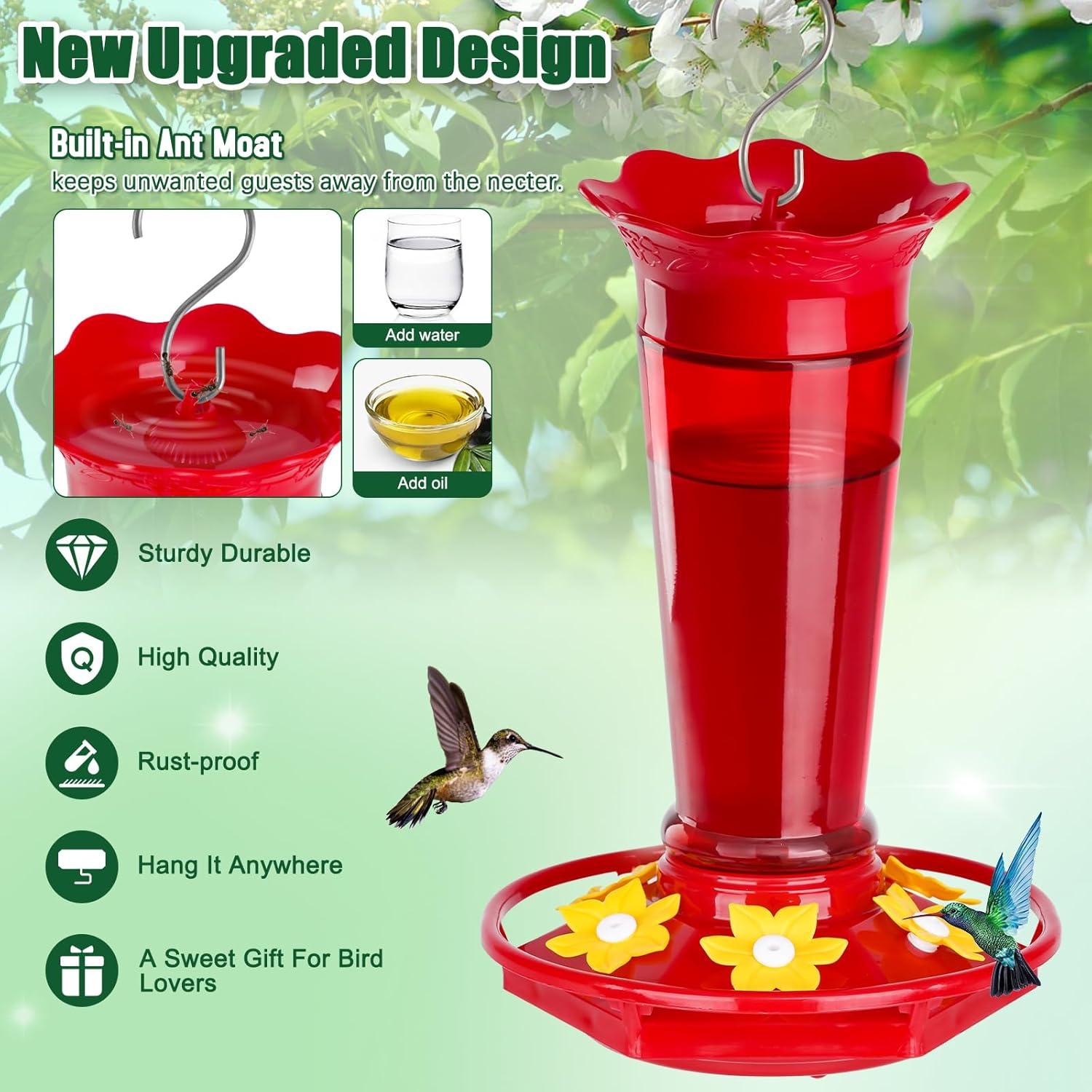Alimentador de Colibríes Gbekery de Vidrio 0.28L Rojo Colgante