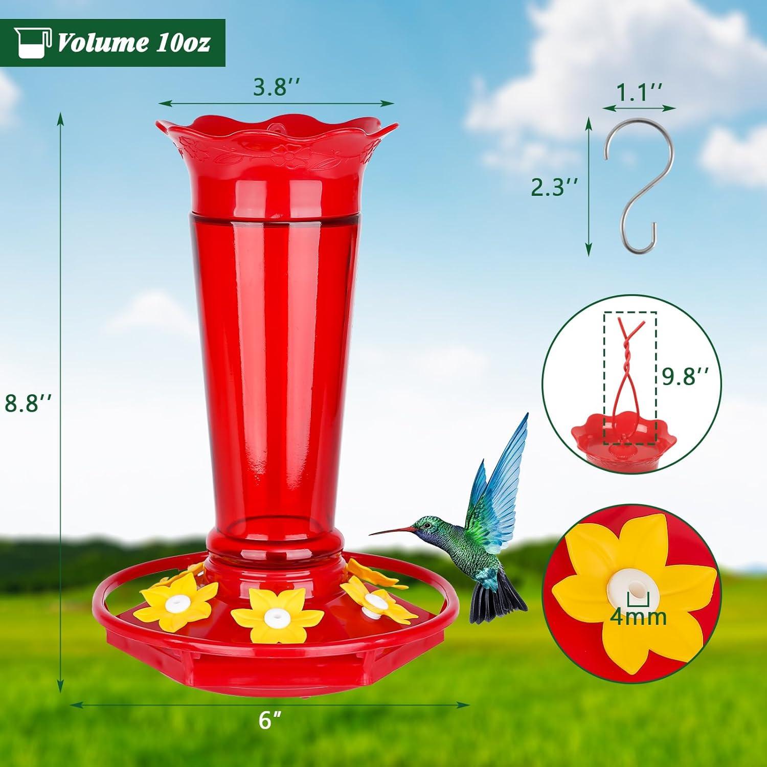Alimentador de Colibríes Gbekery de Vidrio 0.28L Rojo Colgante