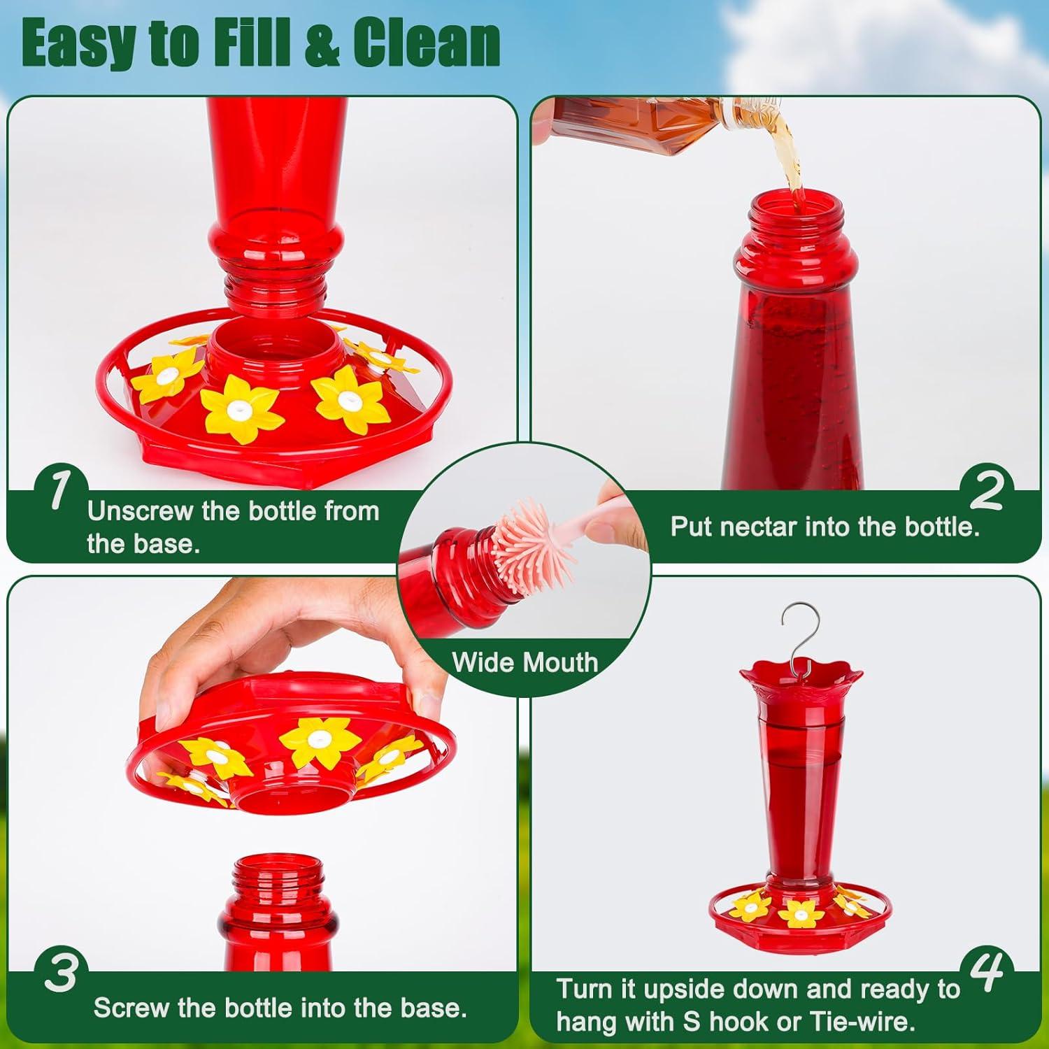 Alimentador de Colibríes Gbekery de Vidrio 0.28L Rojo Colgante