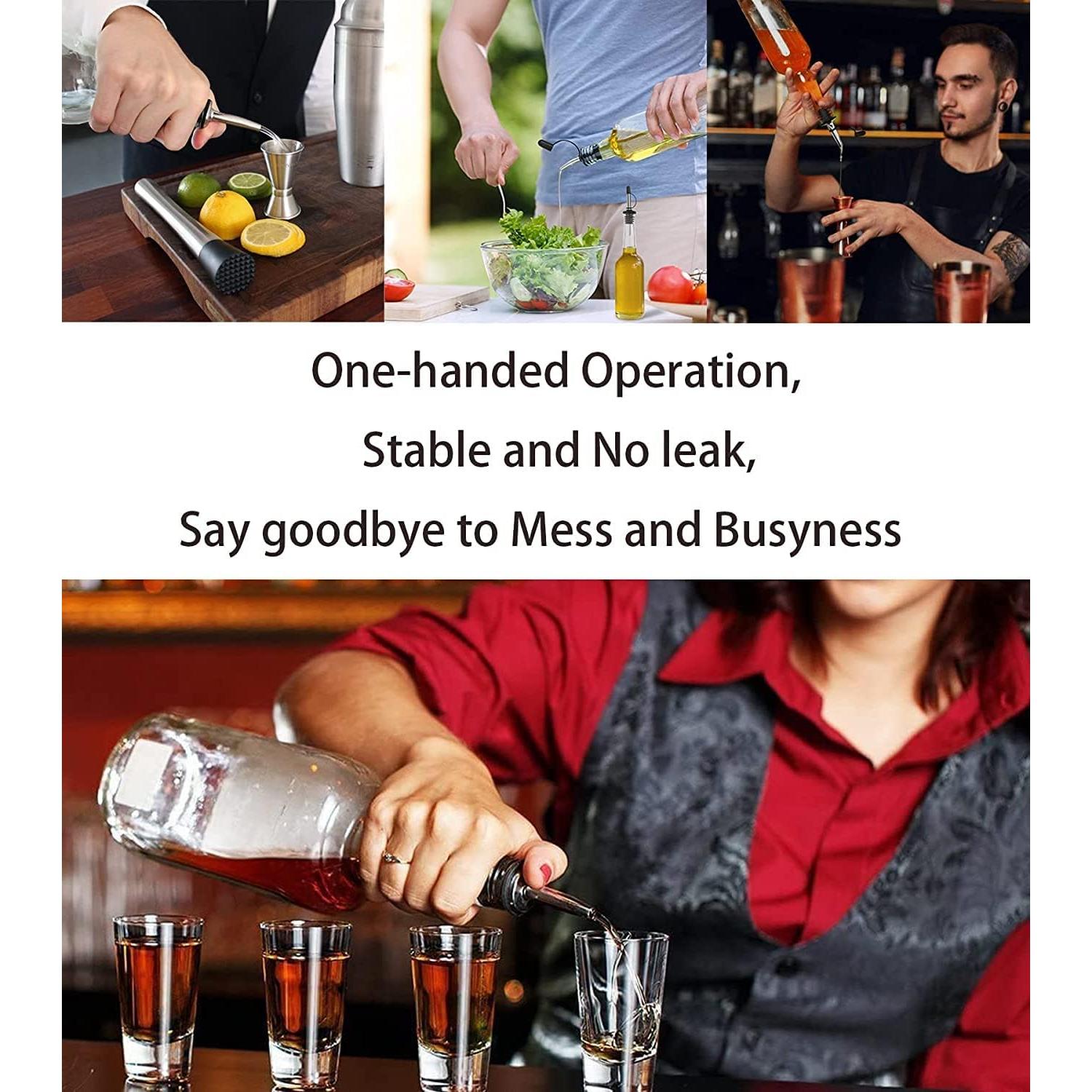 Pafusen 6 Vertedores de Botellas de Licor Acero Inoxidable Dorado