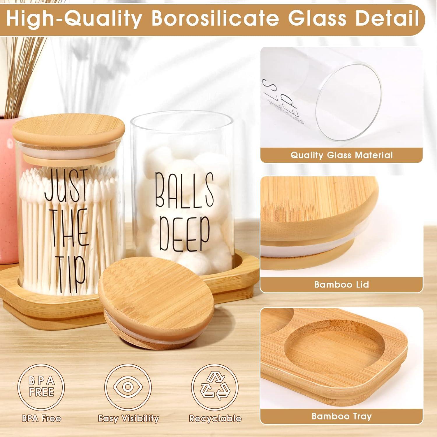 Dispensador de Porta Qtip Lucomb - Juego de 2 Tarros de Vidrio