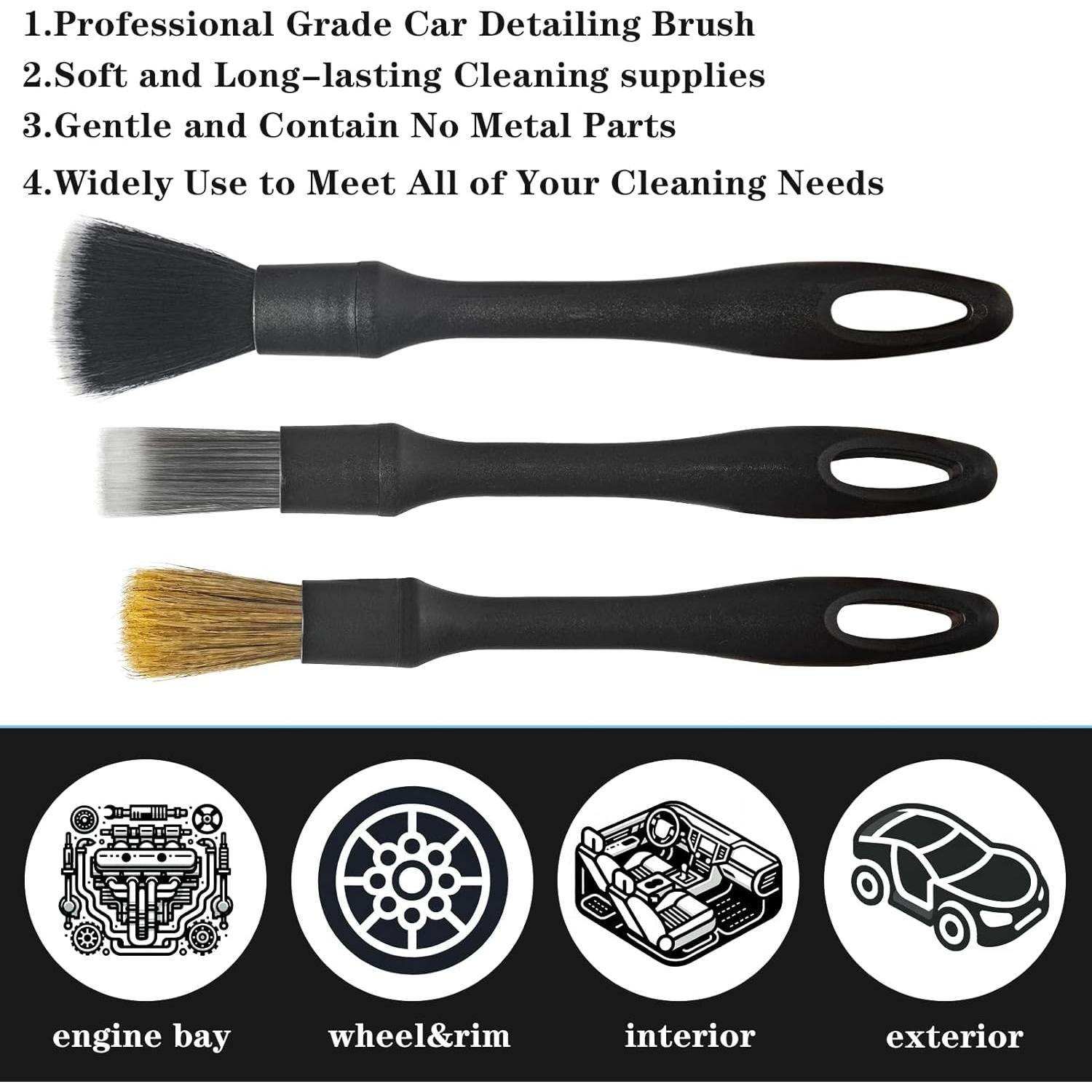 Juego de Cepillos de Detalle YISHARRY LI para Automóviles - 3 Unidades