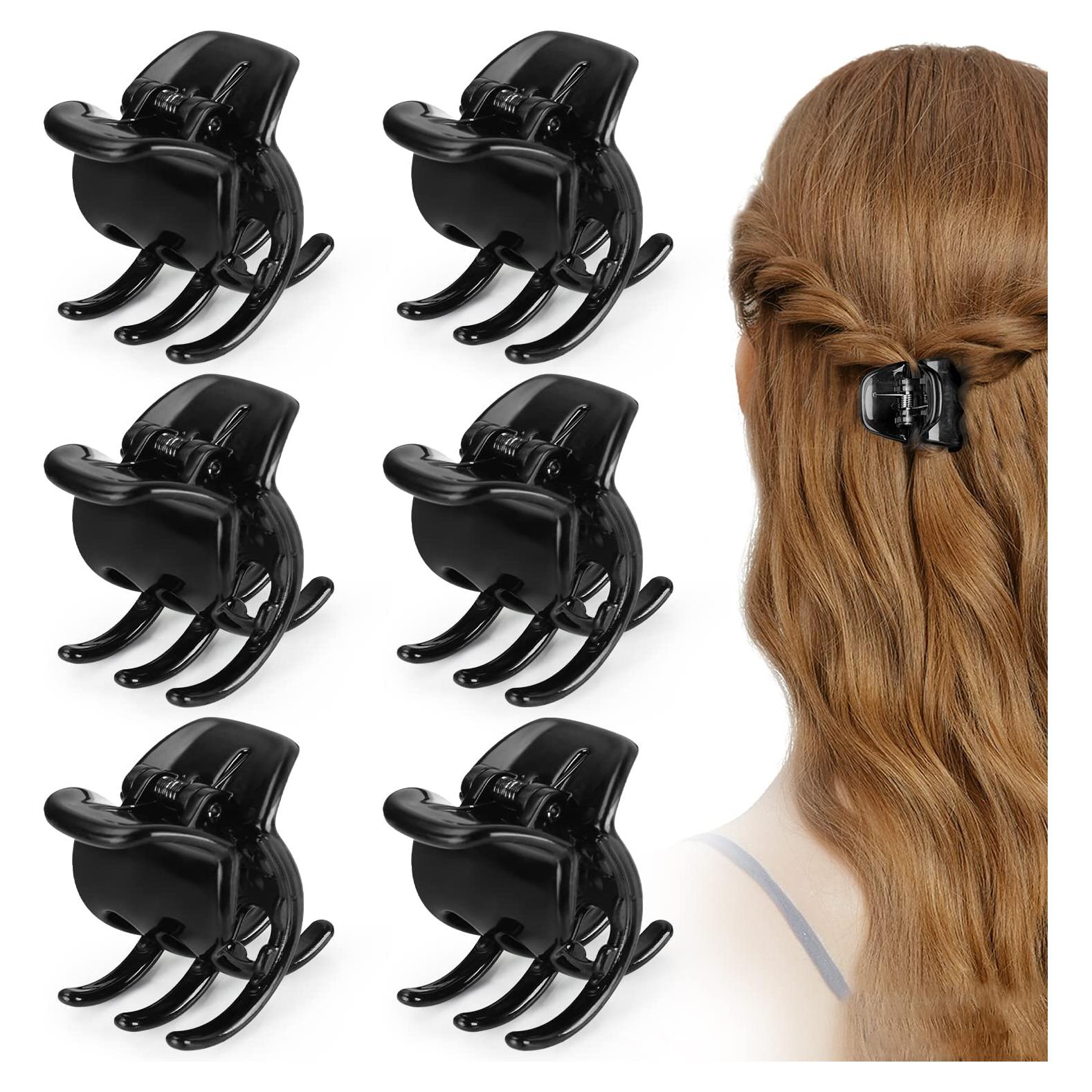Clips de Mandíbula Morhom 6 Piezas para Cabello Grueso Negro