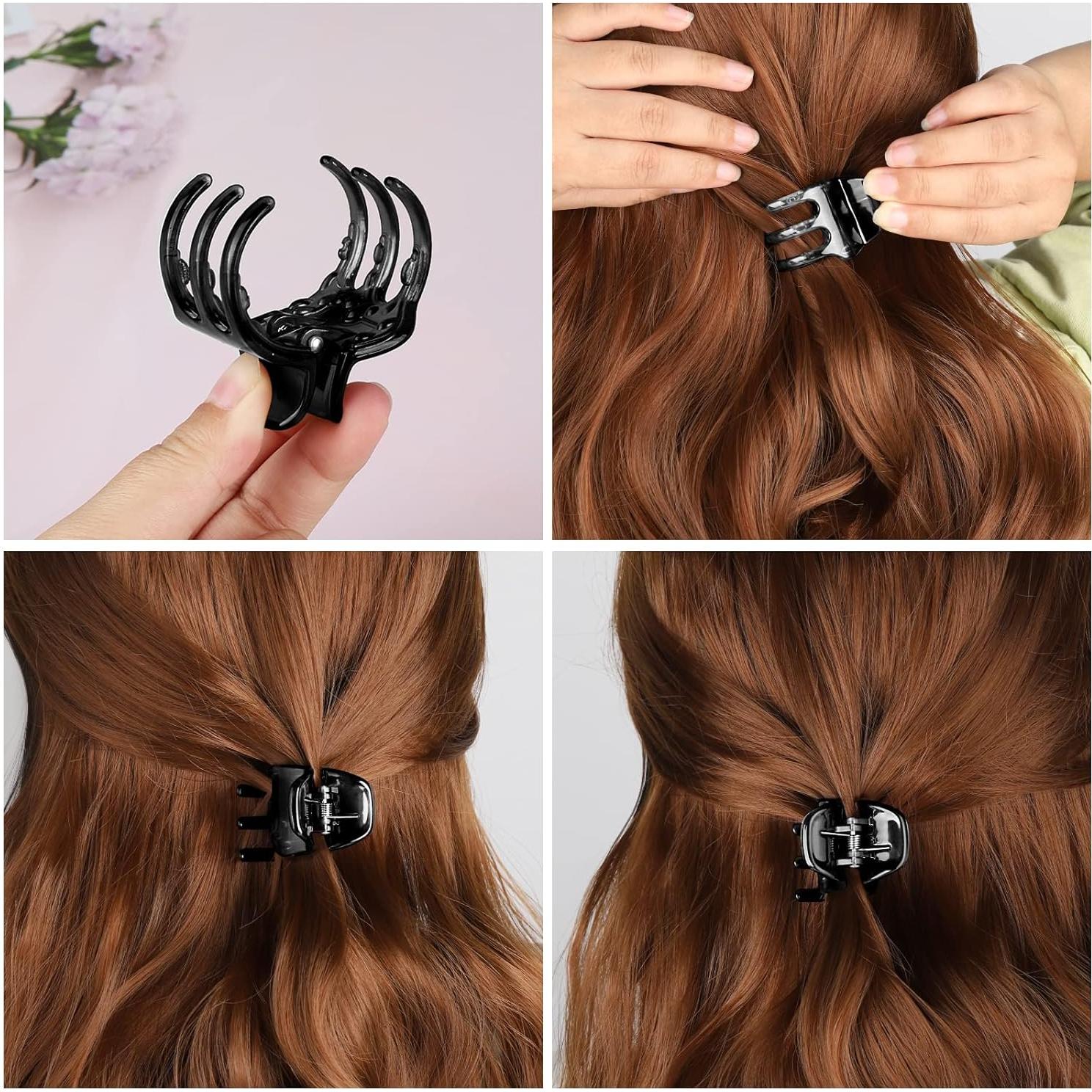 Clips de Mandíbula Morhom 6 Piezas para Cabello Grueso Negro