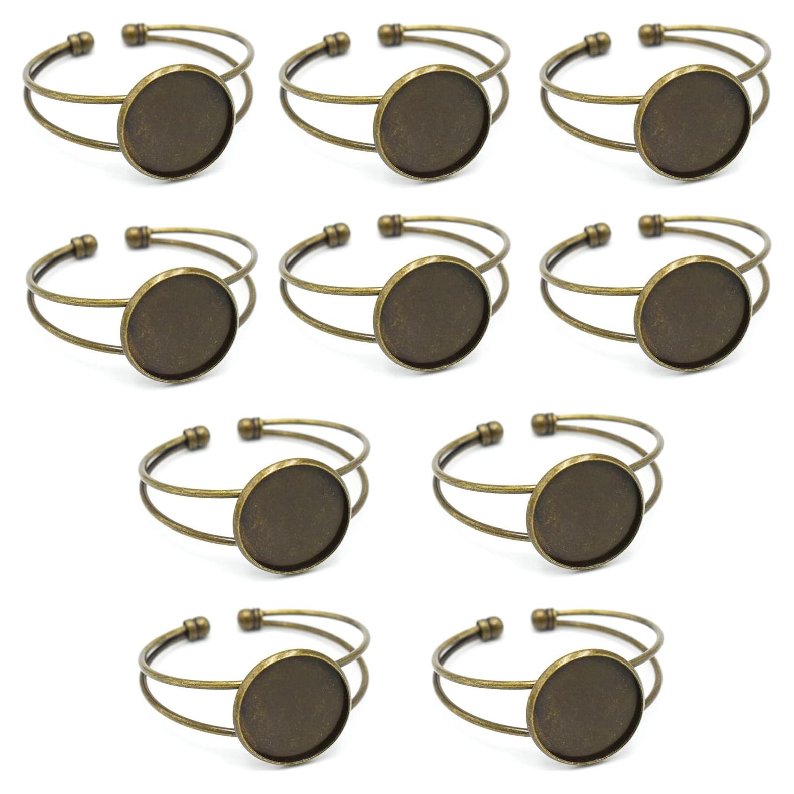 10 Piezas Bandeja Cabochón Ajustable MIAO JIN 25 mm Bronce Antiguo