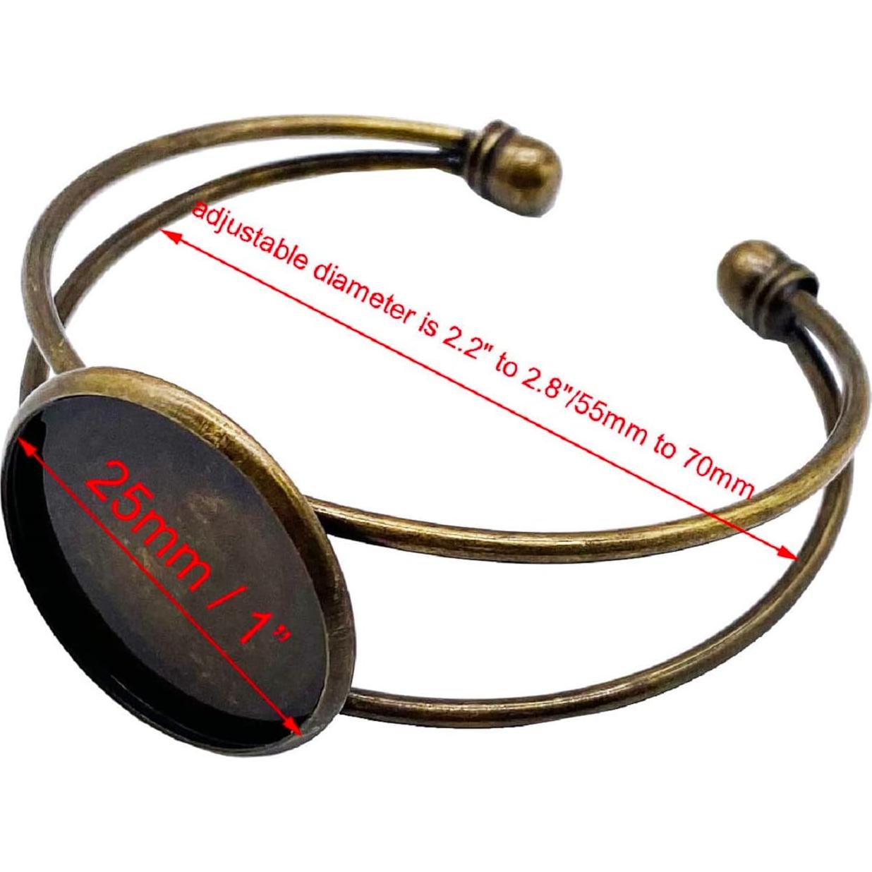 10 Piezas Bandeja Cabochón Ajustable MIAO JIN 25 mm Bronce Antiguo