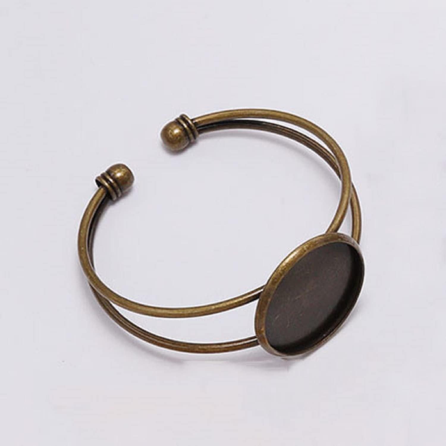 10 Piezas Bandeja Cabochón Ajustable MIAO JIN 25 mm Bronce Antiguo