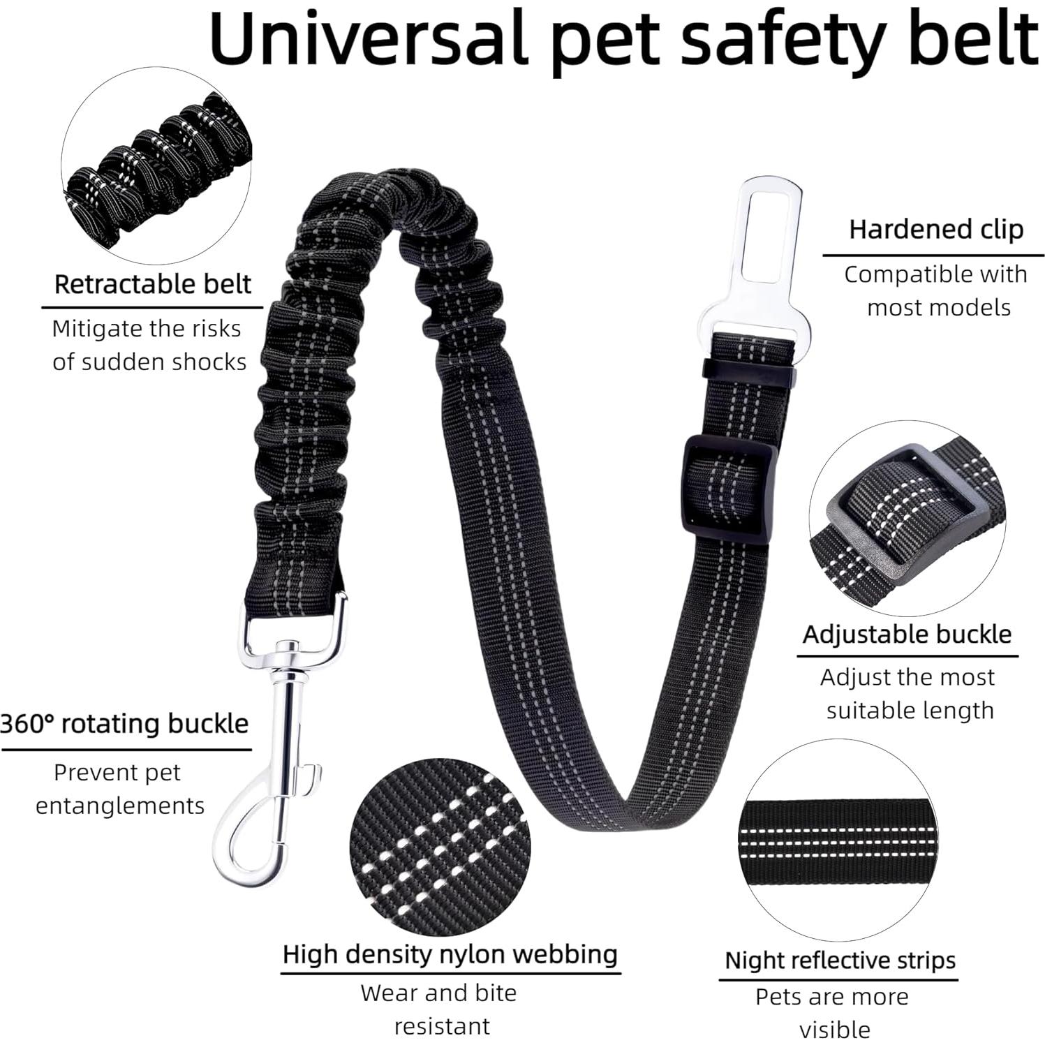 Cinturón de Seguridad para Perros Aerkersun Ajustable Negro