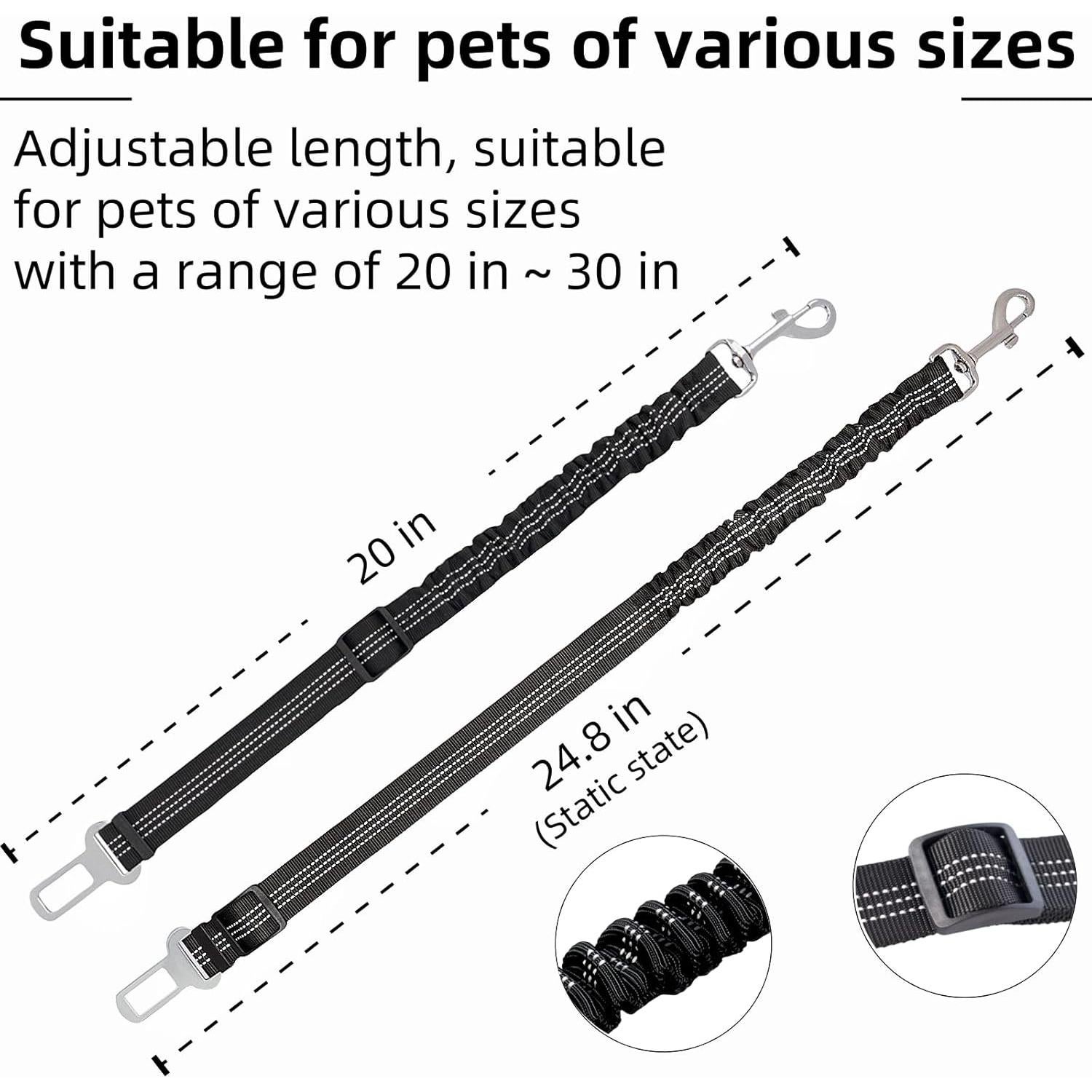 Cinturón de Seguridad para Perros Aerkersun Ajustable Negro