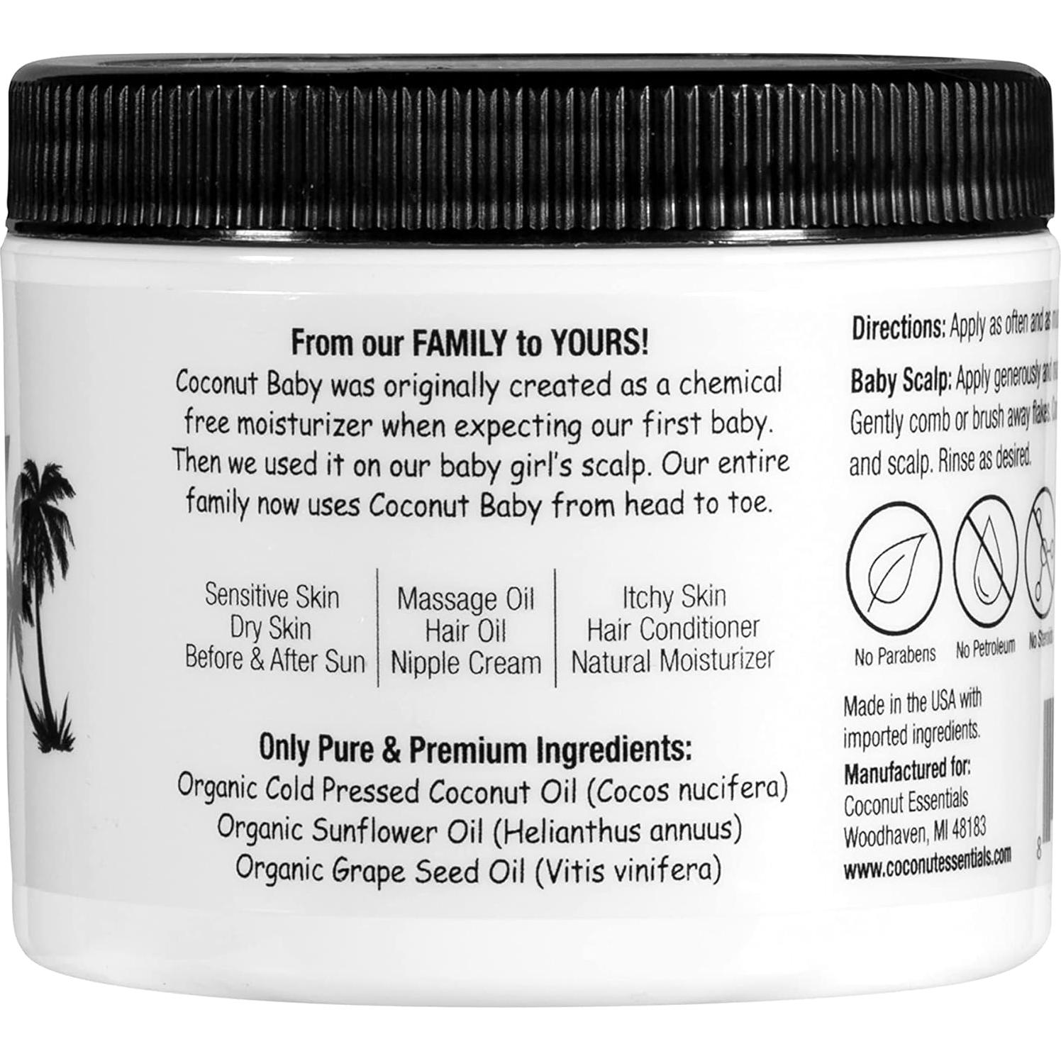 Aceite de Coco Orgánico Coconut Essentials 59 ml Hidratante Piel y Cabello