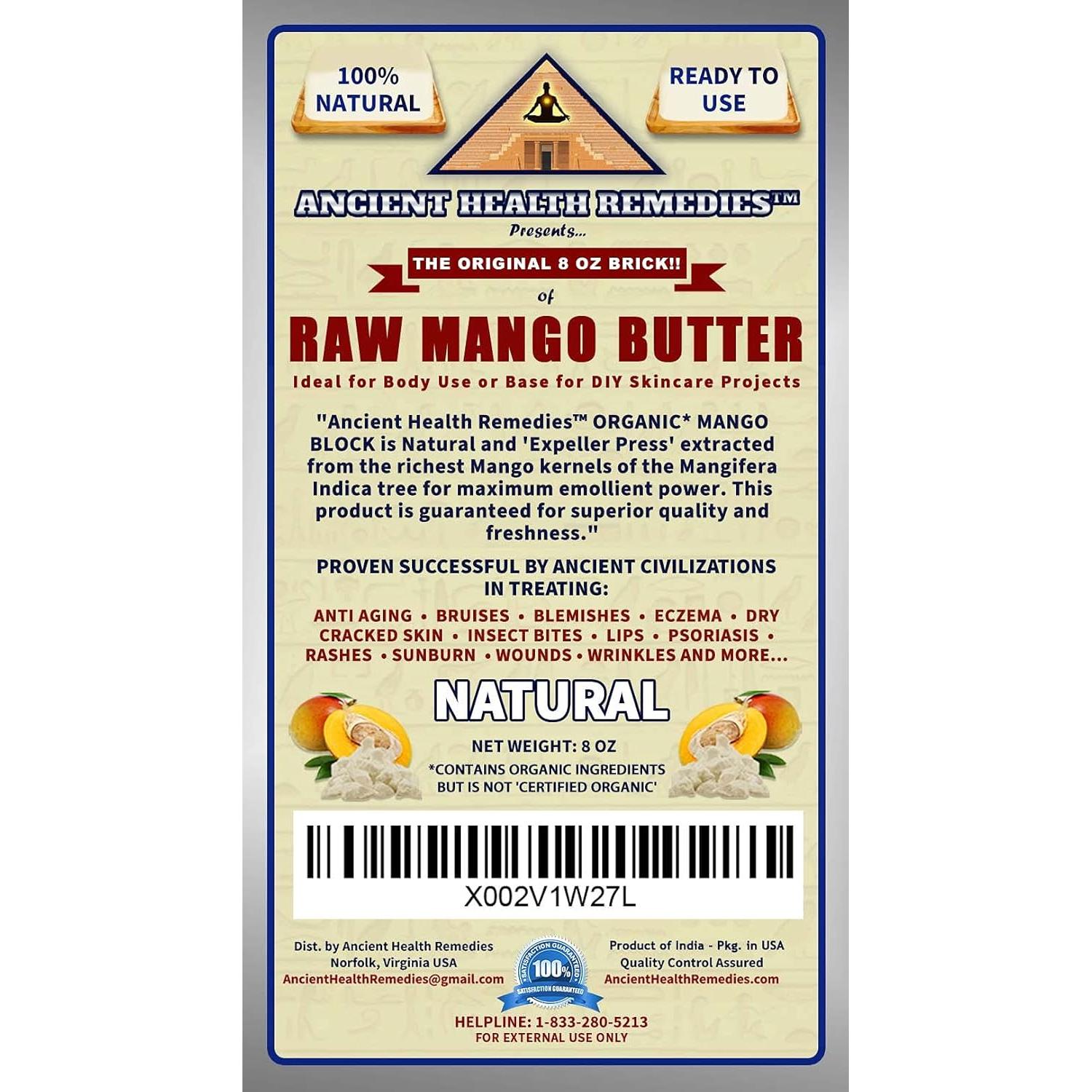 Manteca de Mango Cruda Orgánica Remedios Ancestrales 227g