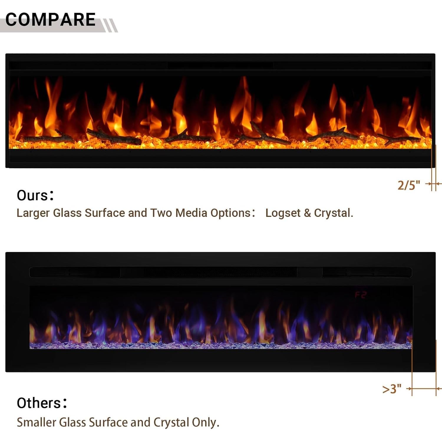 Chimenea Eléctrica Cooboom 101.6 cm Ultra-Fina 1500W