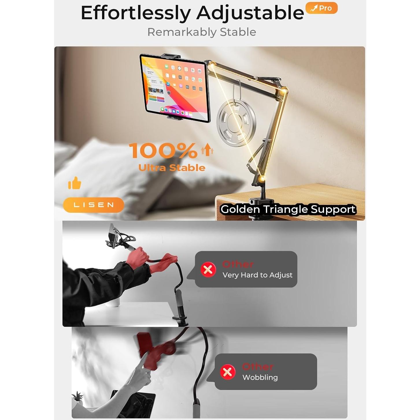 Soporte para Tabletas LISEN 34.6 cm Ajustable para iPad y Kindle