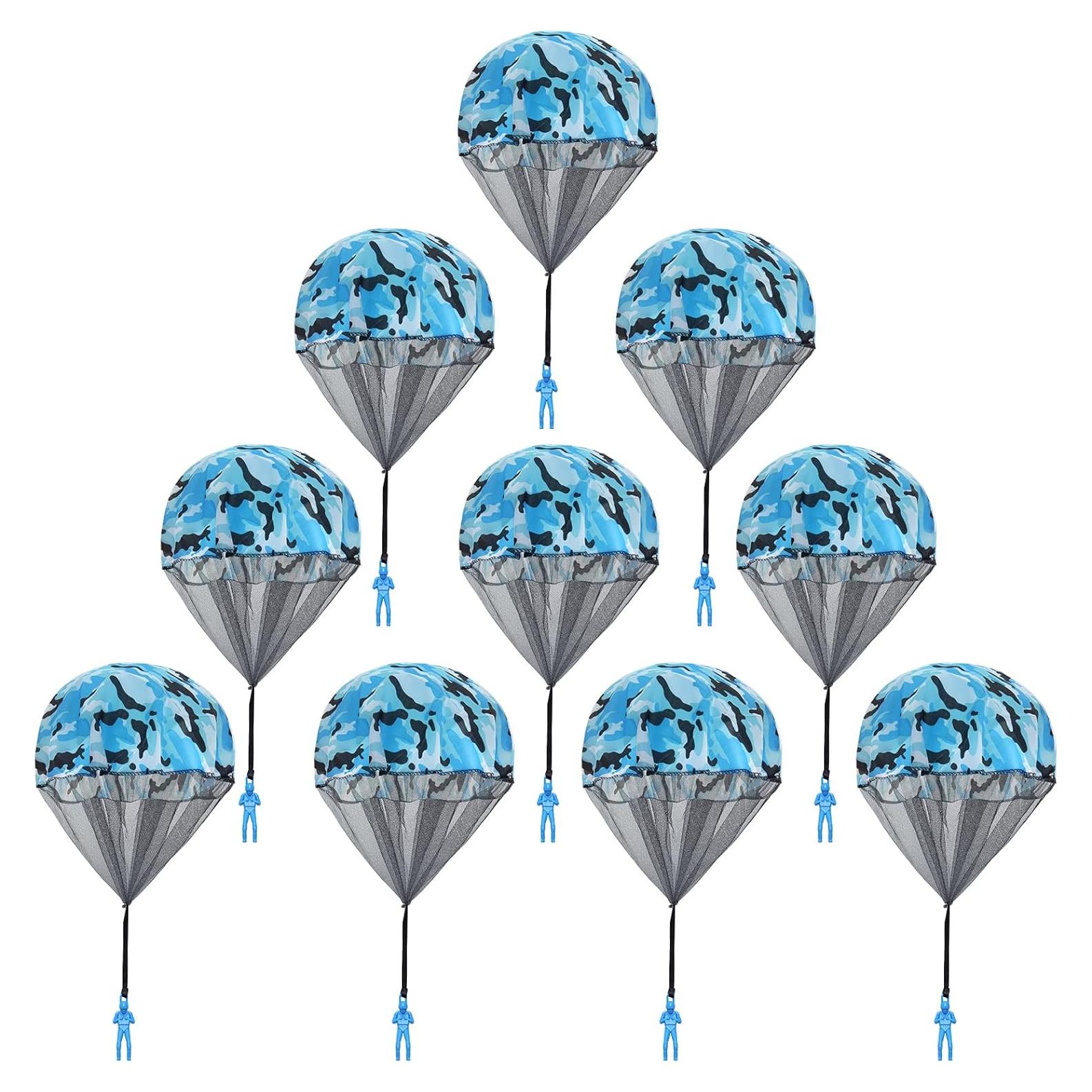 10 Juguetes Paracaídas Catcan Camo Azul 43 cm para Lanzar
