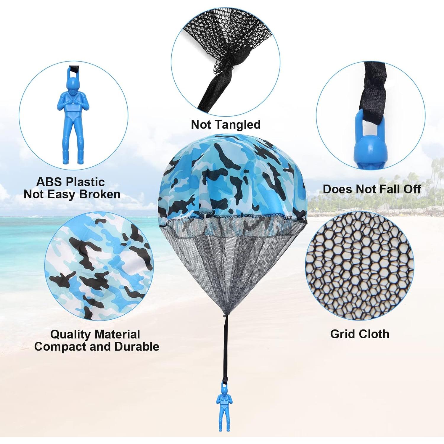 10 Juguetes Paracaídas Catcan Camo Azul 43 cm para Lanzar