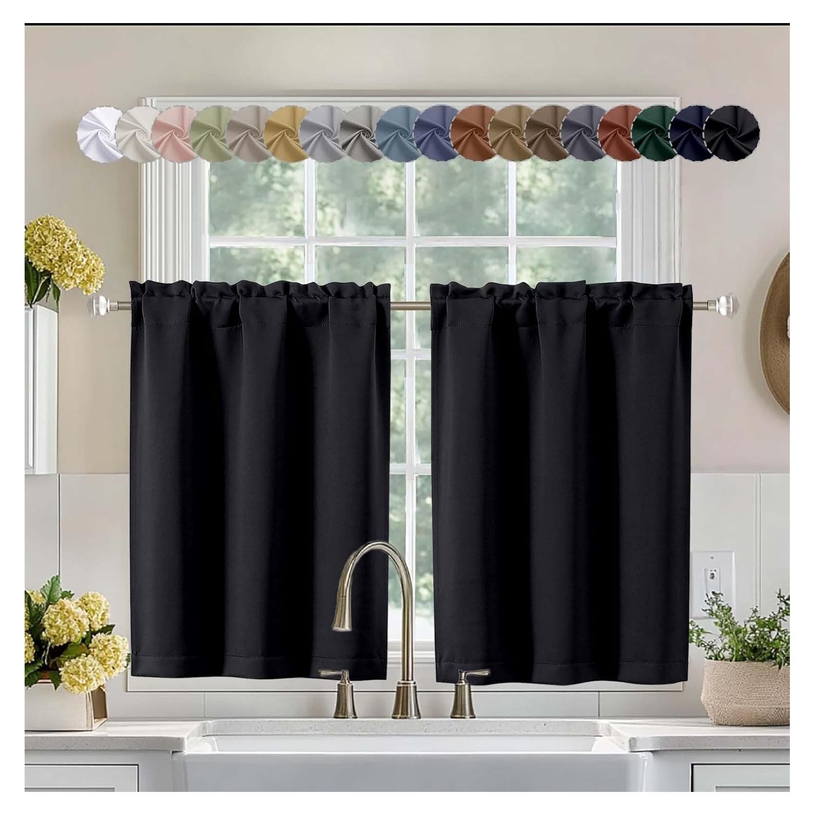 Cortinas Opacas Aiyufeng 102x91 cm Juego de 2 Paneles Negros