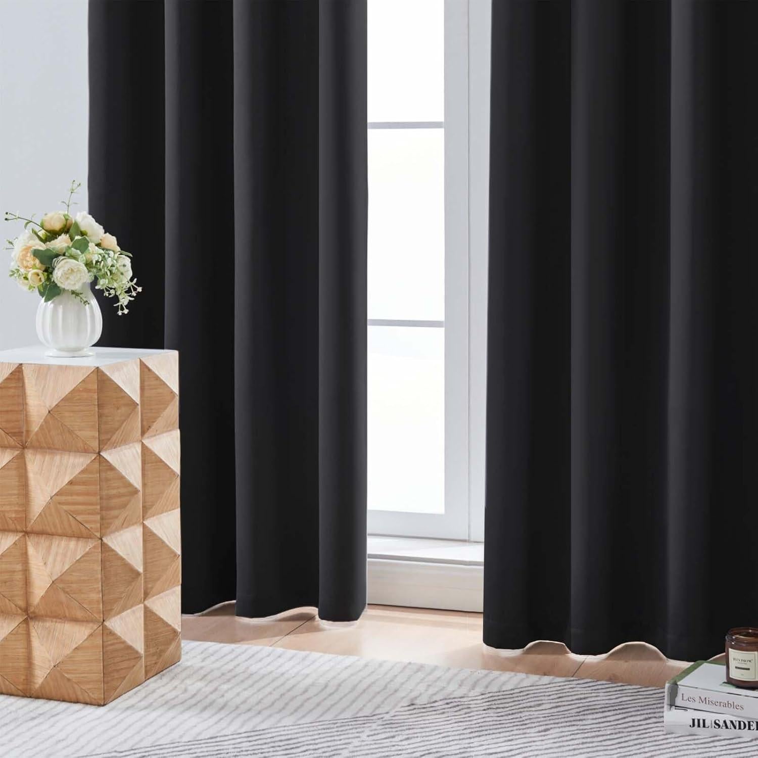 Cortinas Opacas Aiyufeng 102x91 cm Juego de 2 Paneles Negros