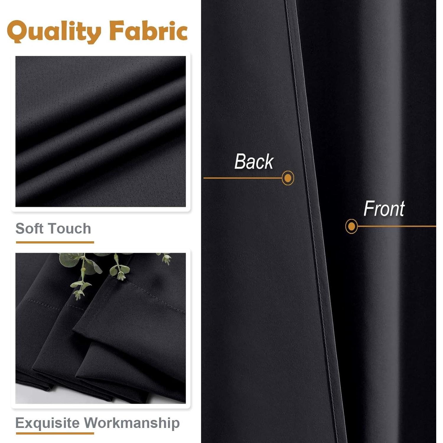 Cortinas Opacas Aiyufeng 102x91 cm Juego de 2 Paneles Negros