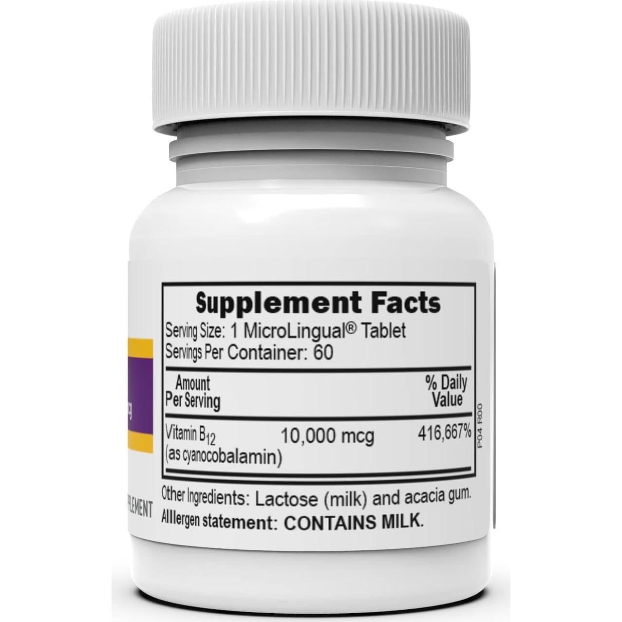 Vitamina B-12 Cianocobalamina Superior Source 10000 mcg 60 Tabletas