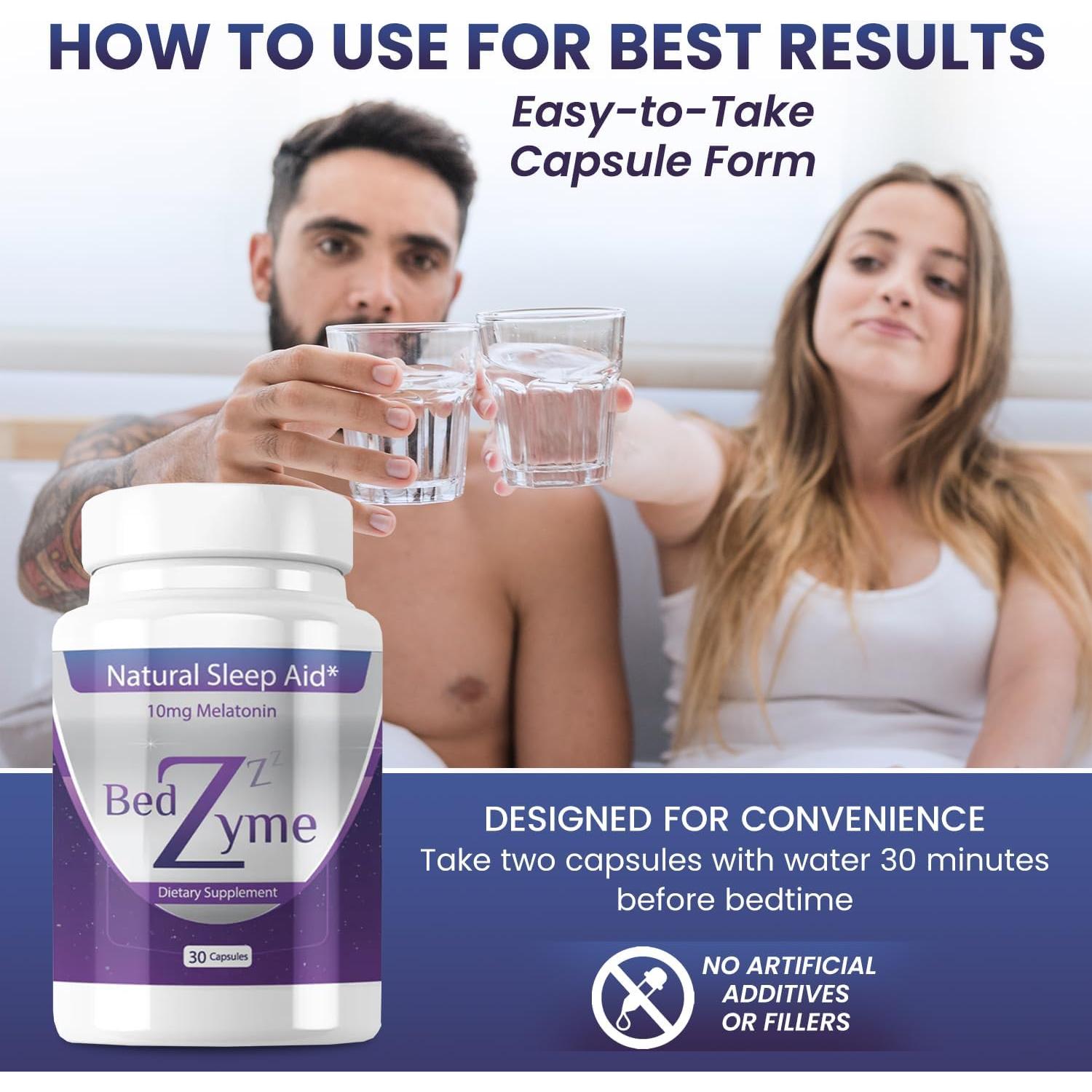 Suplemento para Dormir BedZyme 30 Cápsulas 10mg Melatonina