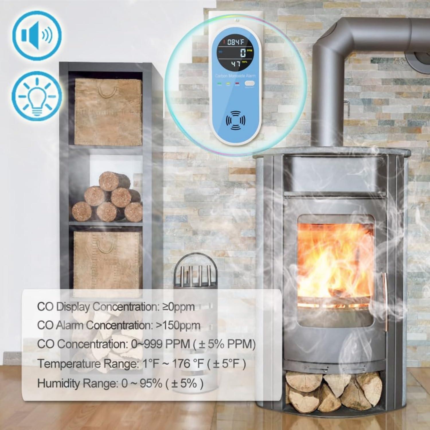 Detector de Monóxido de Carbono 3 en 1 CHENGHEM con Pantalla LCD