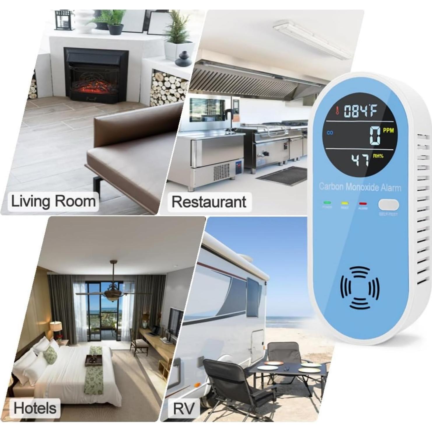 Detector de Monóxido de Carbono 3 en 1 CHENGHEM con Pantalla LCD