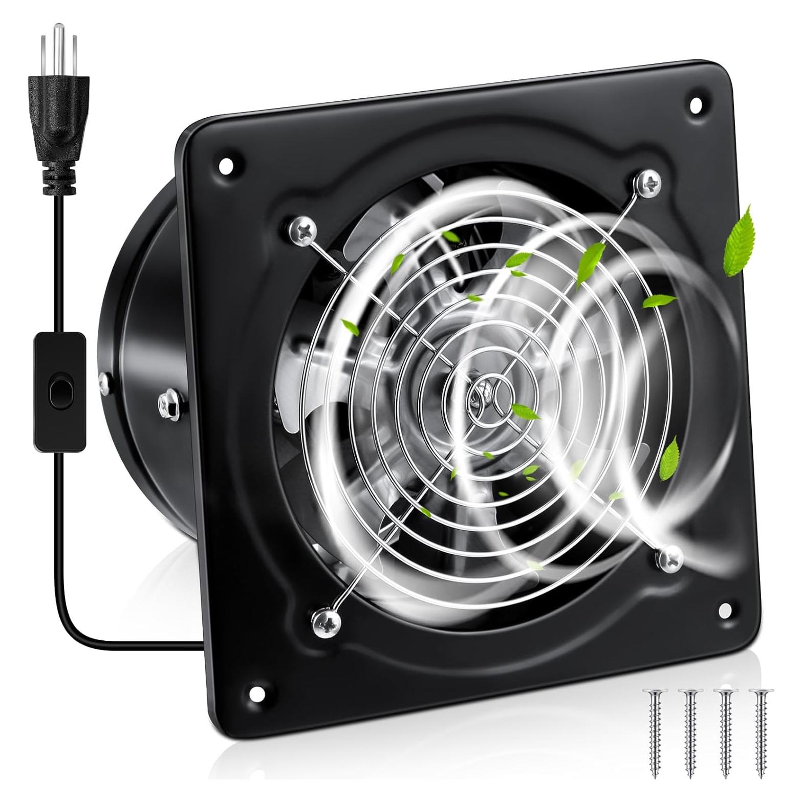Ventilador de Escape 6" Yaocom Negro para Baño y Cocina
