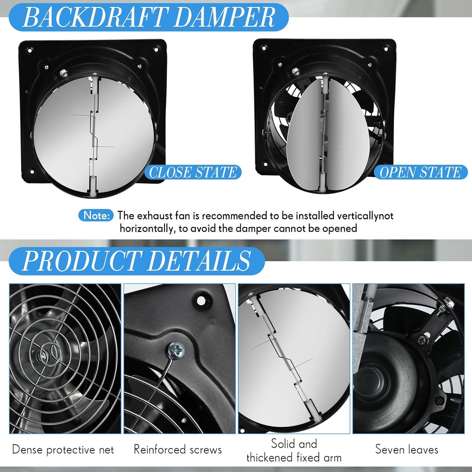 Ventilador de Escape 6" Yaocom Negro para Baño y Cocina