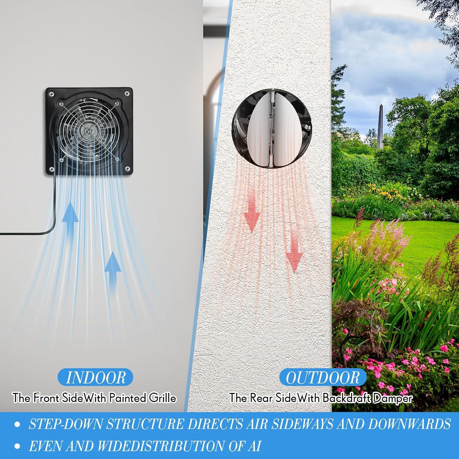 Ventilador de Escape 6" Yaocom Negro para Baño y Cocina