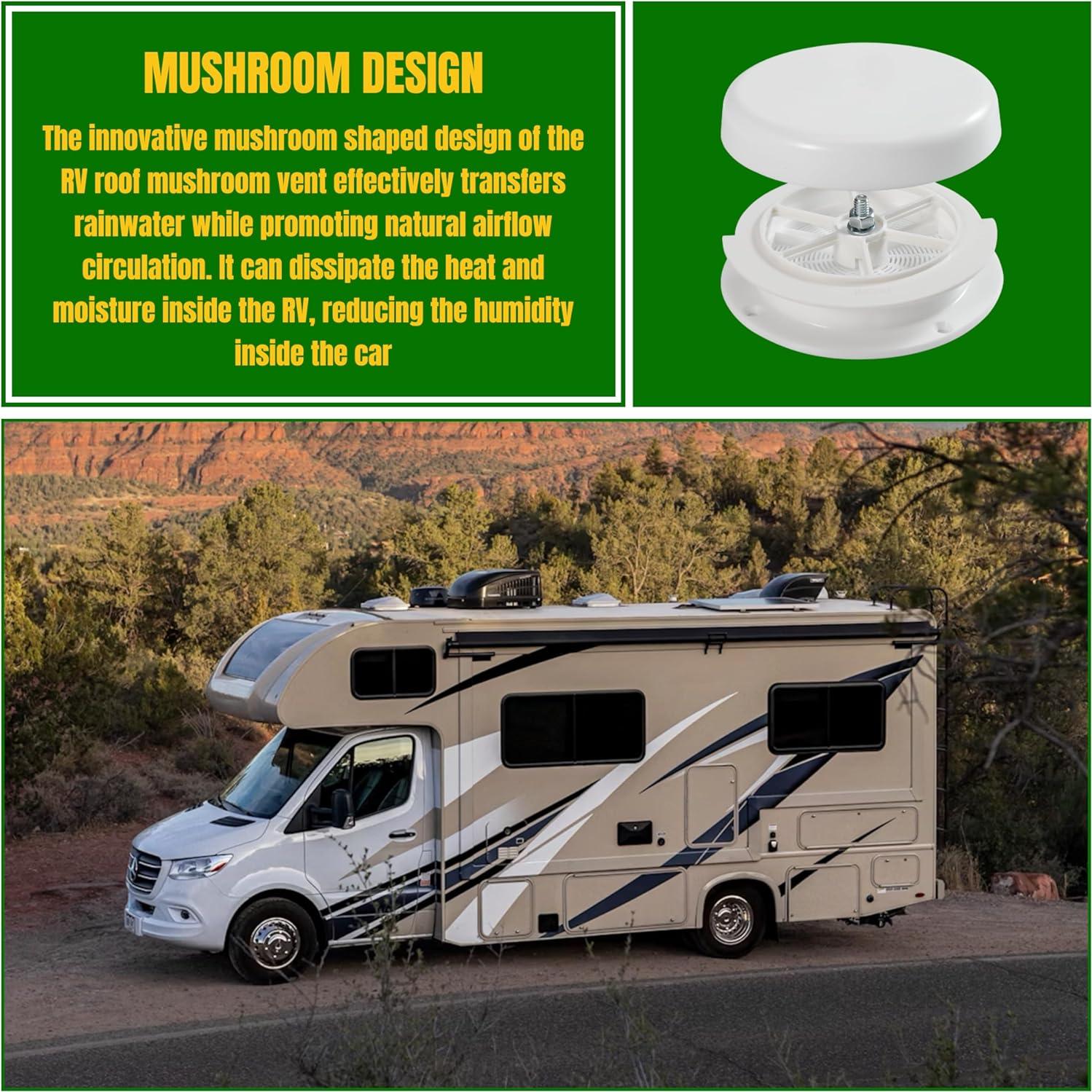 Ventilación de Techo de Hongo NuFlySic para RV - Impermeable