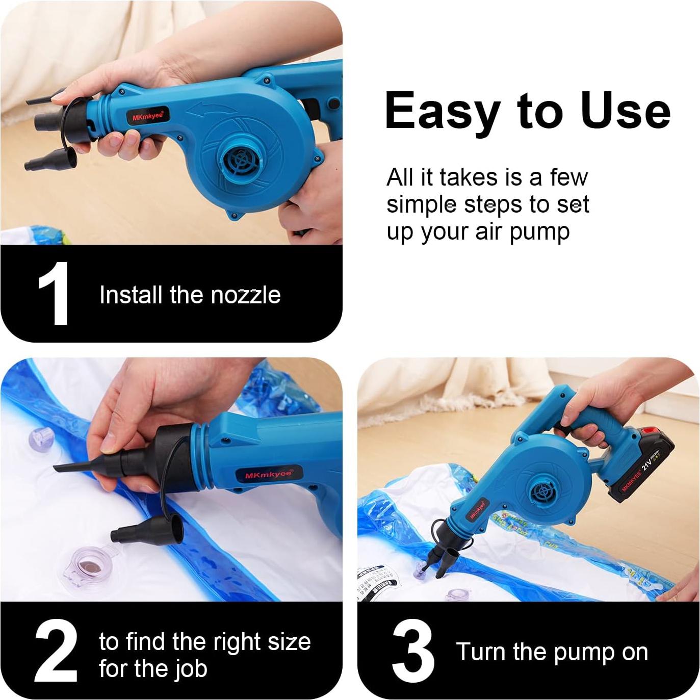 Soplador Inalámbrico MKMKYEE 3-en-1 21V Portátil Ligero