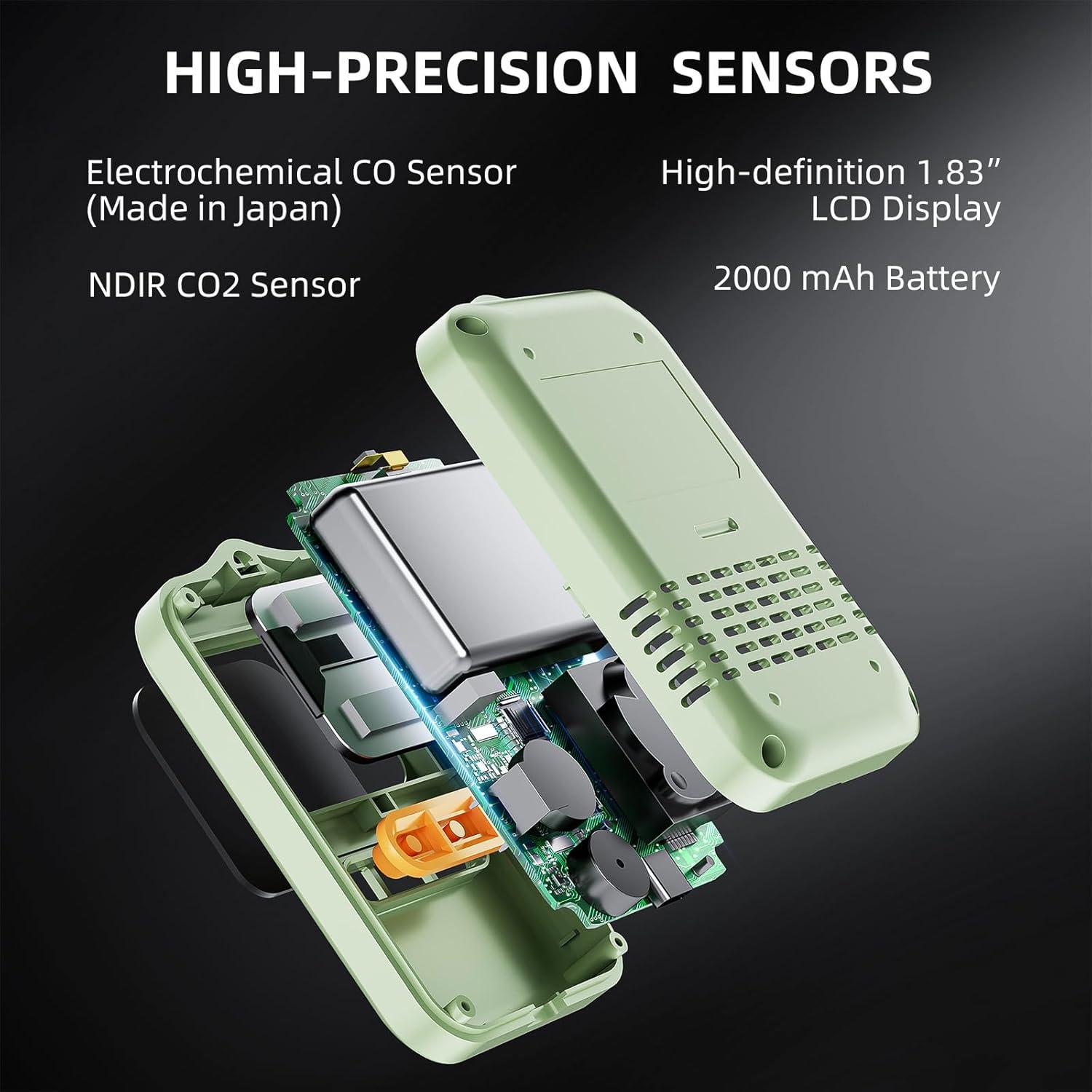 Detector de Monóxido de Carbono y CO2 JINGCHEN JAQ-01 4-en-1