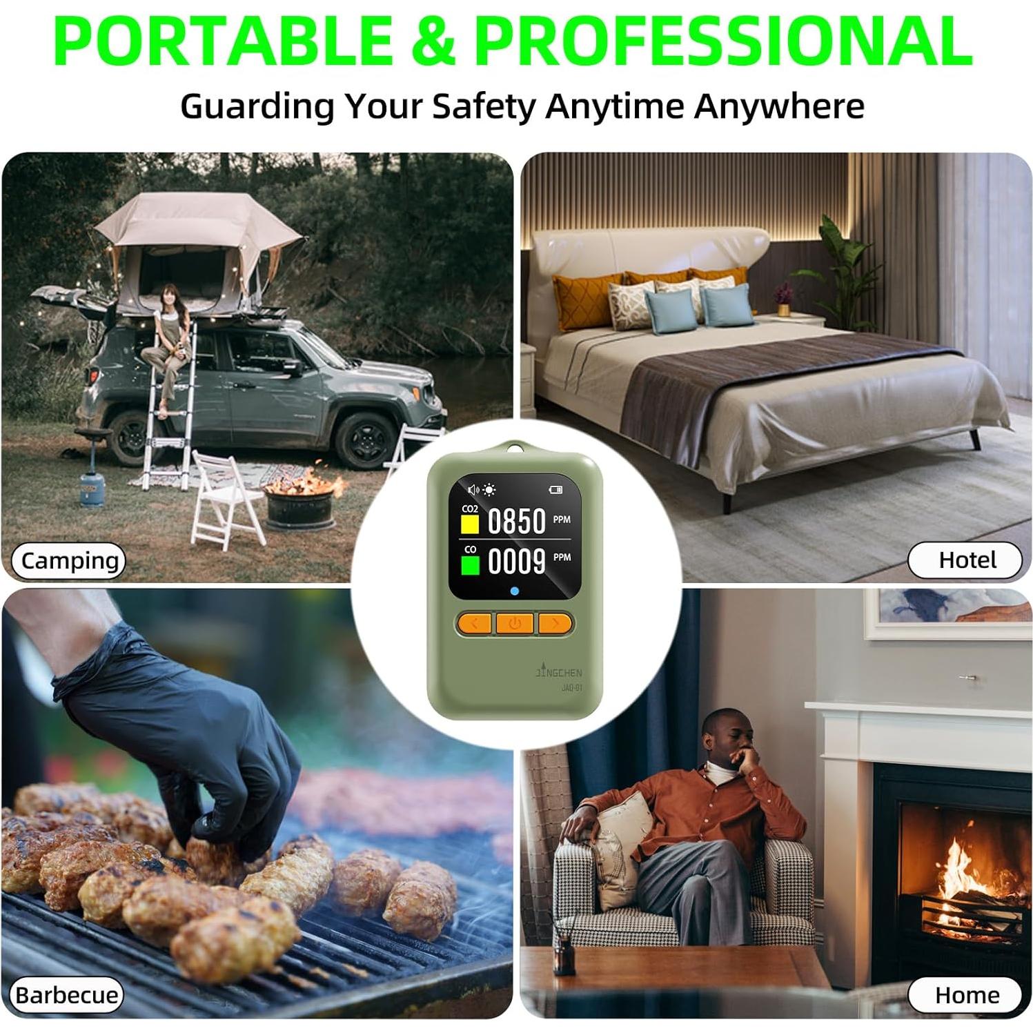 Detector de Monóxido de Carbono y CO2 JINGCHEN JAQ-01 4-en-1
