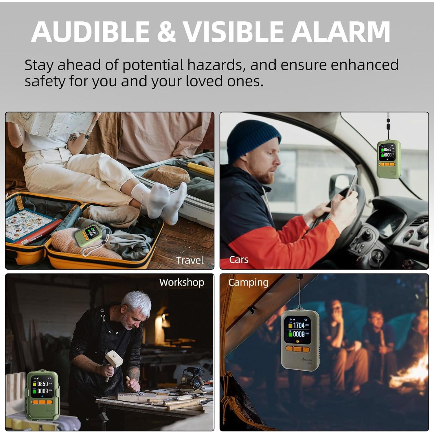 Detector de Monóxido de Carbono y CO2 JINGCHEN JAQ-01 4-en-1