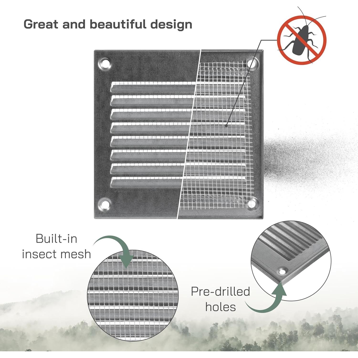 Cubierta de Ventilación Metal Galvanizado 10x10 cm para HVAC
