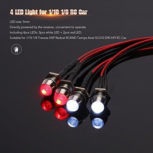 Kit de Luces LED 4Pcs GLOBACT para Coche RC 1/10 1/8