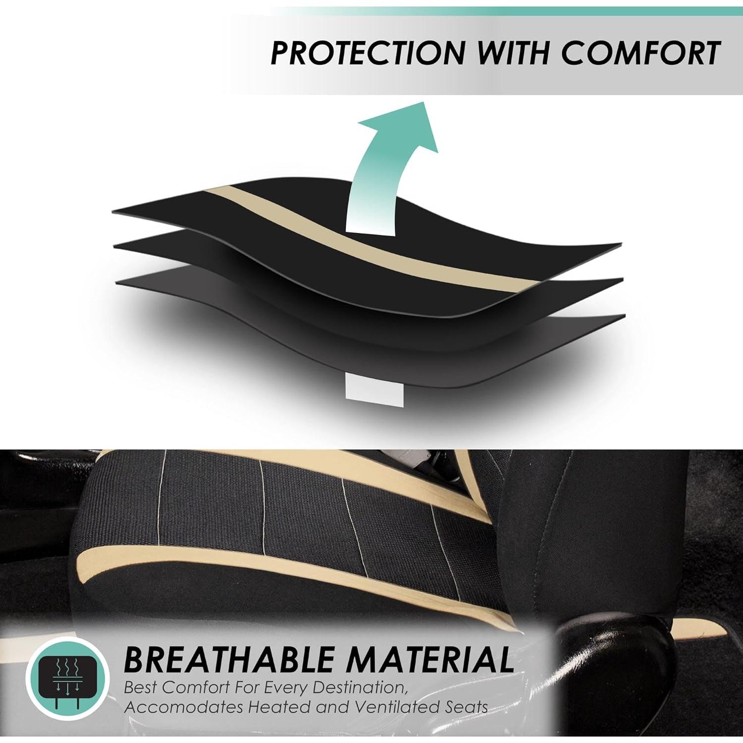 Cubiertas de Asiento de Tela FH Group Beige, Ajuste Universal