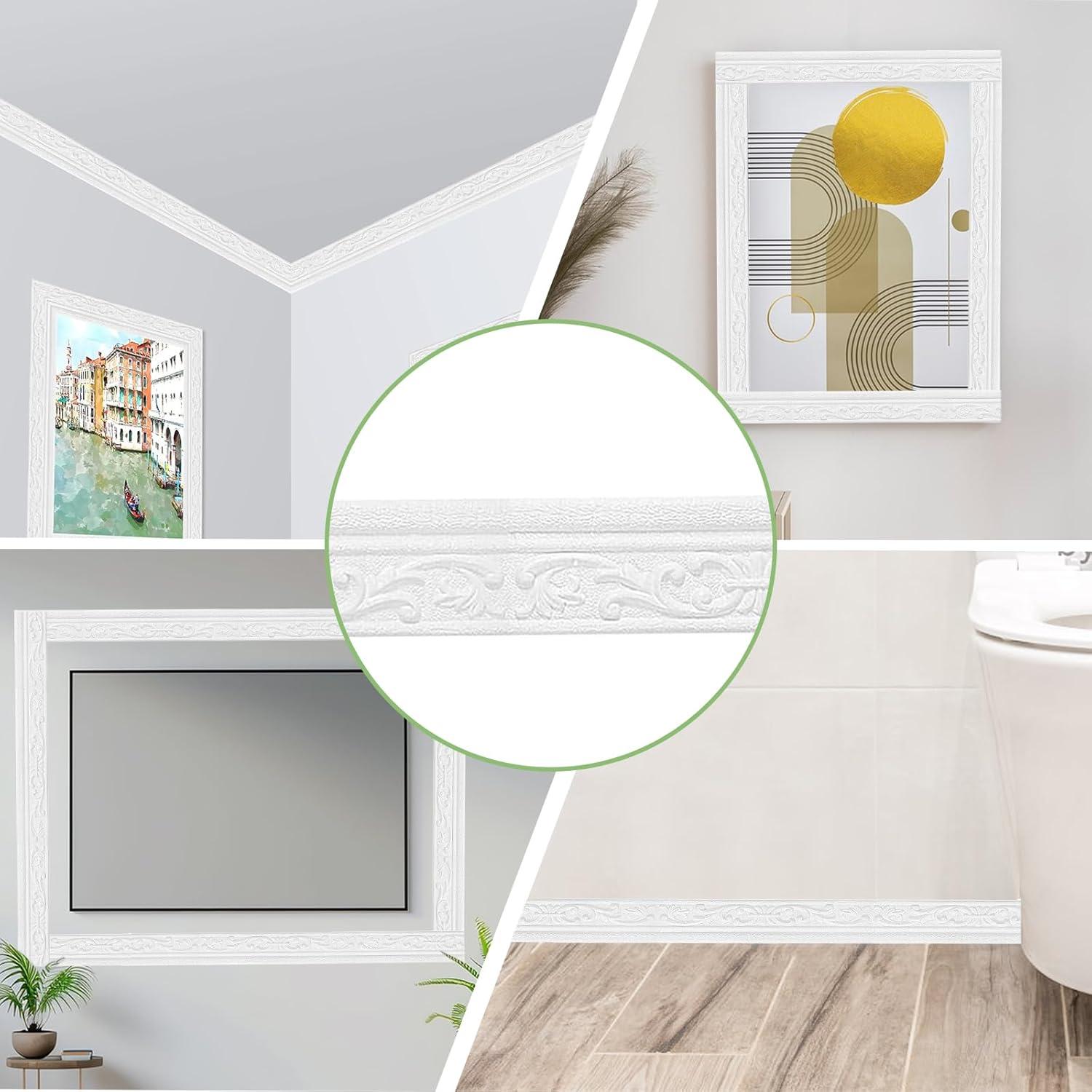 Moldura de Espuma Autoadhesiva QoTang 230 x 8 cm Blanca