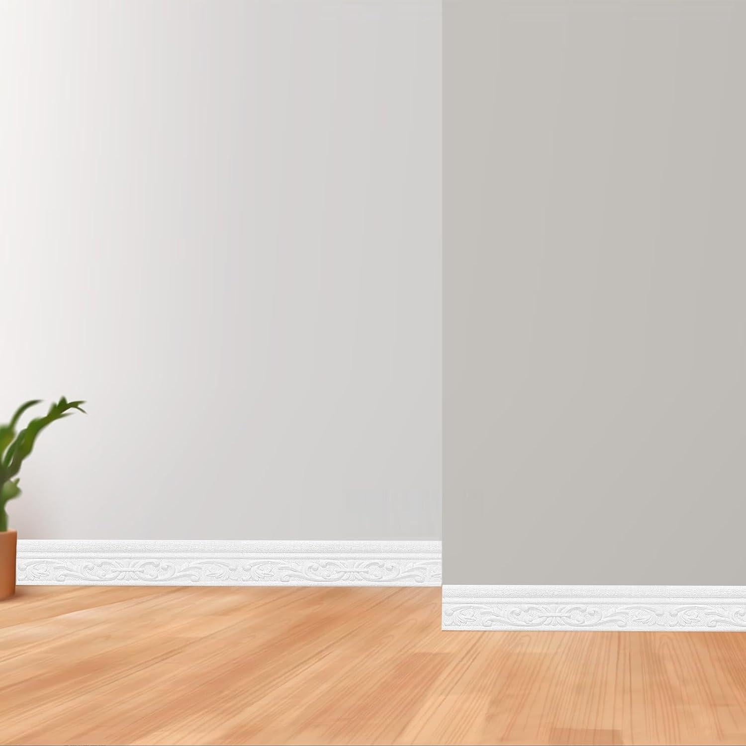 Moldura de Espuma Autoadhesiva QoTang 230 x 8 cm Blanca