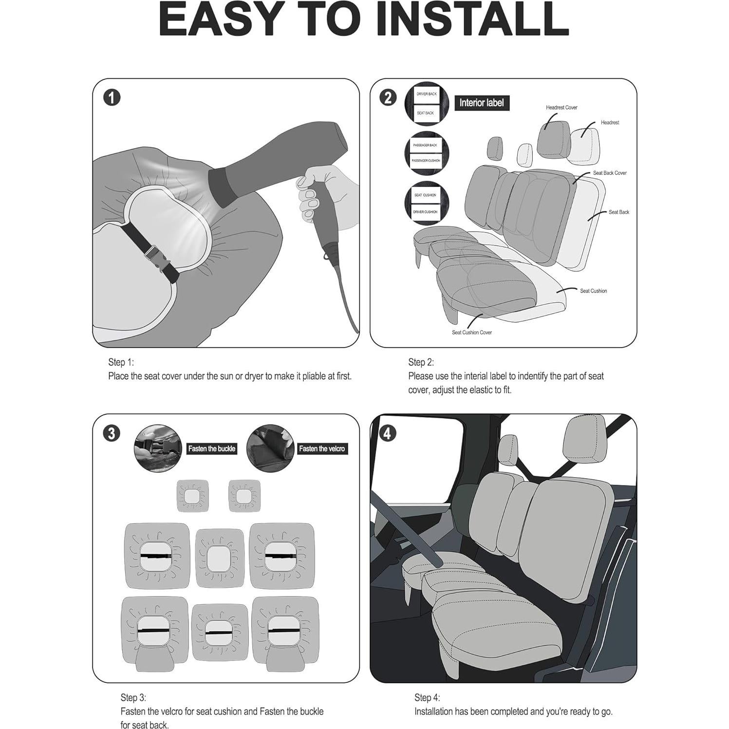 Cubierta de Asiento UTV ZIDIYORUO Negra para Can Am Defender 2016-2025