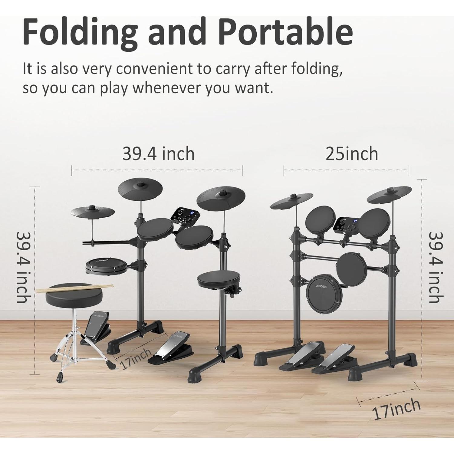 Batería Electrónica AODSK UAED-400 para Niños y Principiantes