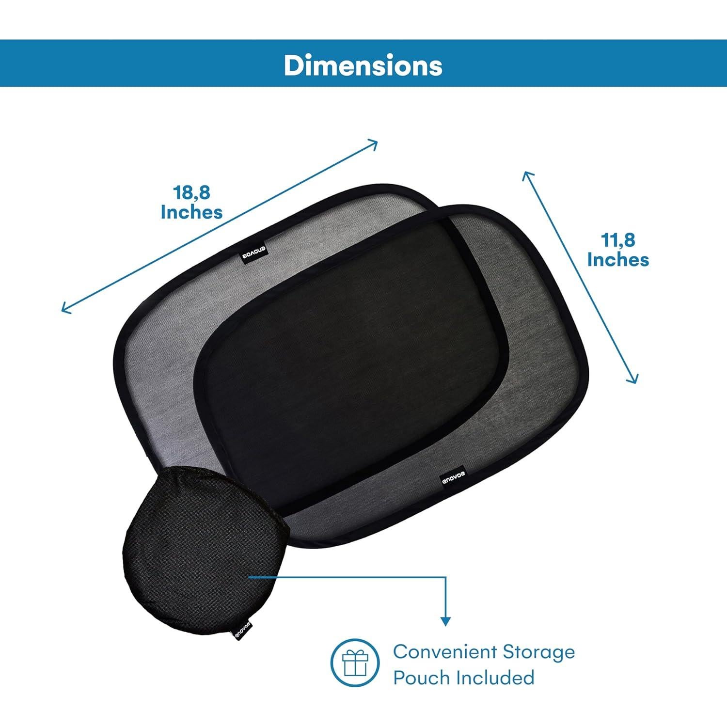 Juego de 2 Sombrillas para Ventanas de Auto Enovoe 48x30 cm