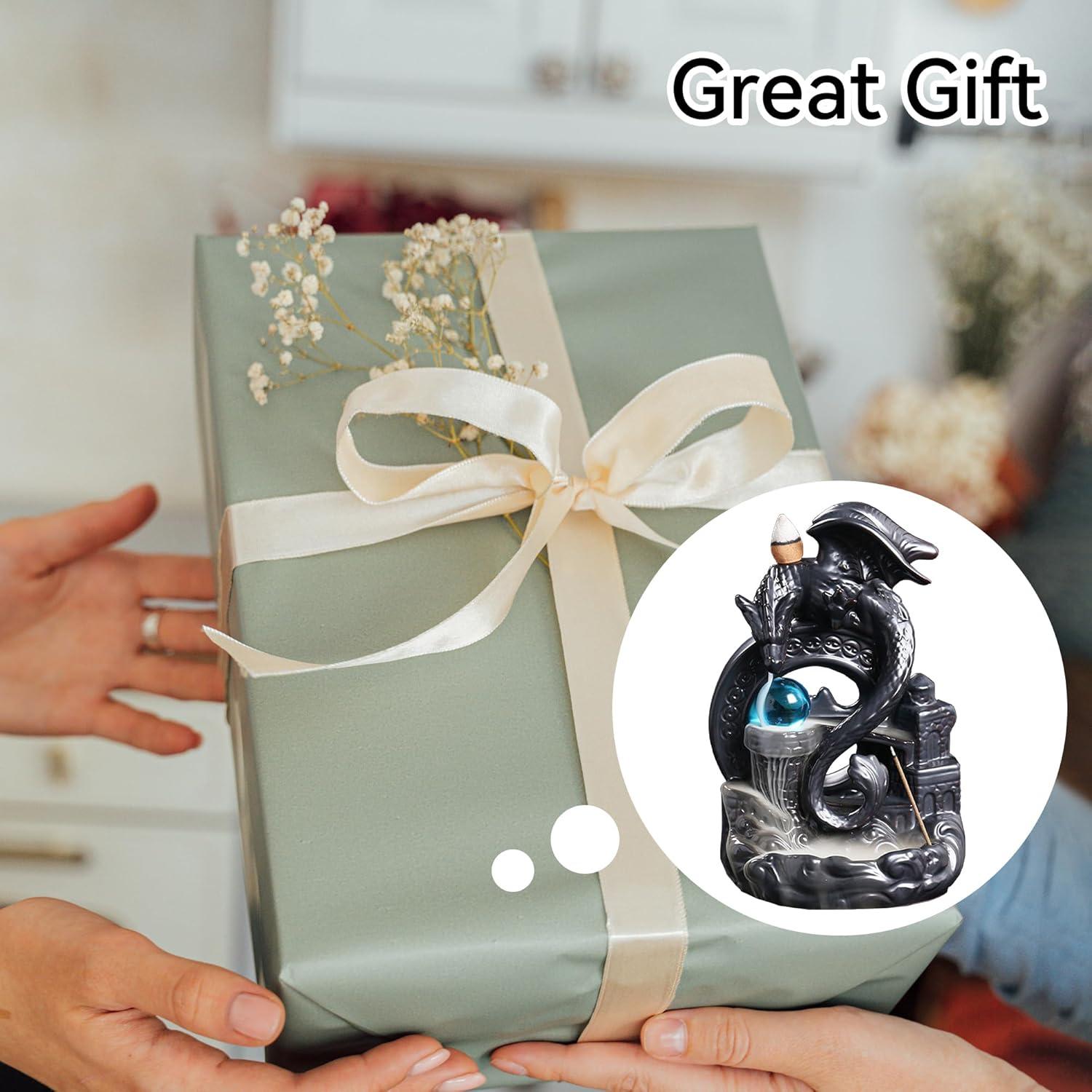 Quemador de Incienso de Retroceso Cerámica YYW Dragón Negro