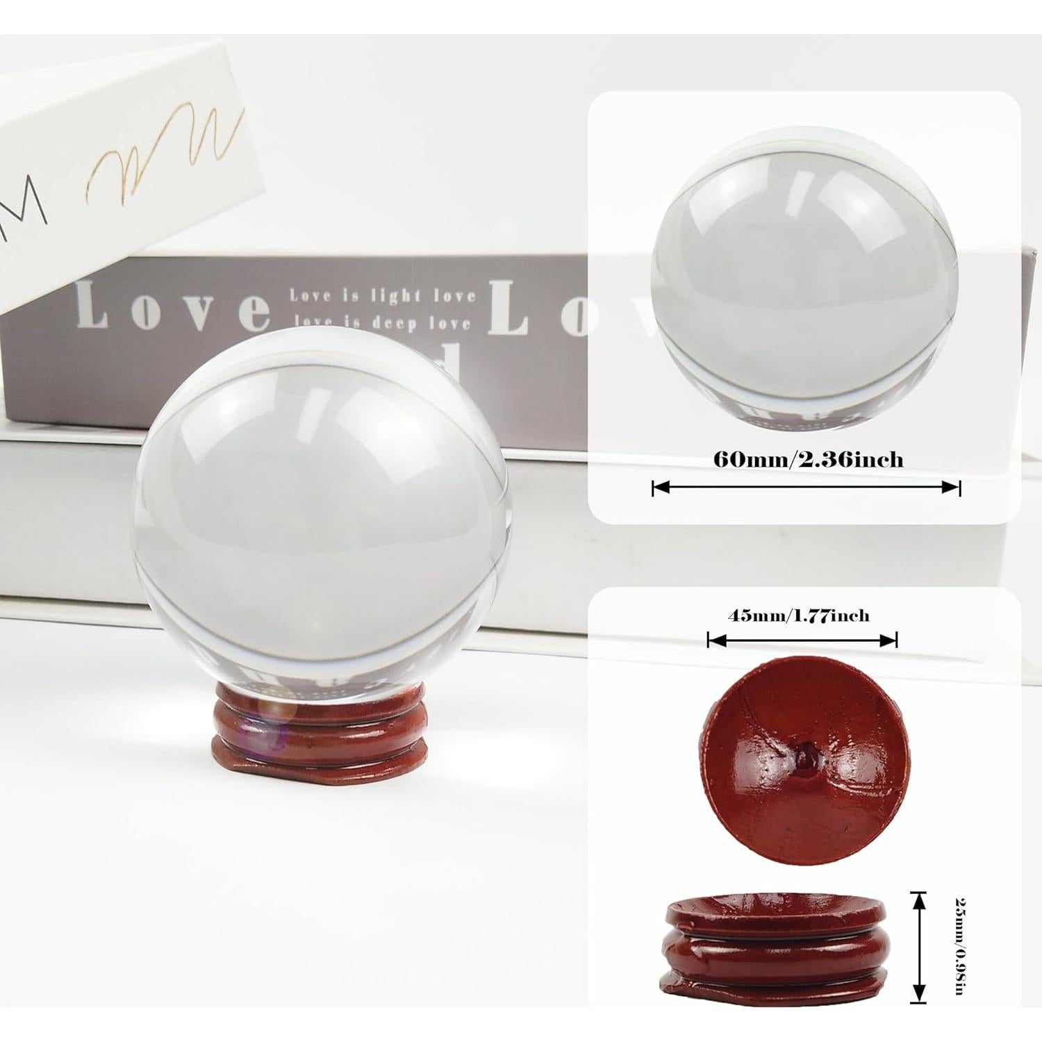 Bola de Cristal LUSTERING 60mm con Soporte - Decoración Mágica