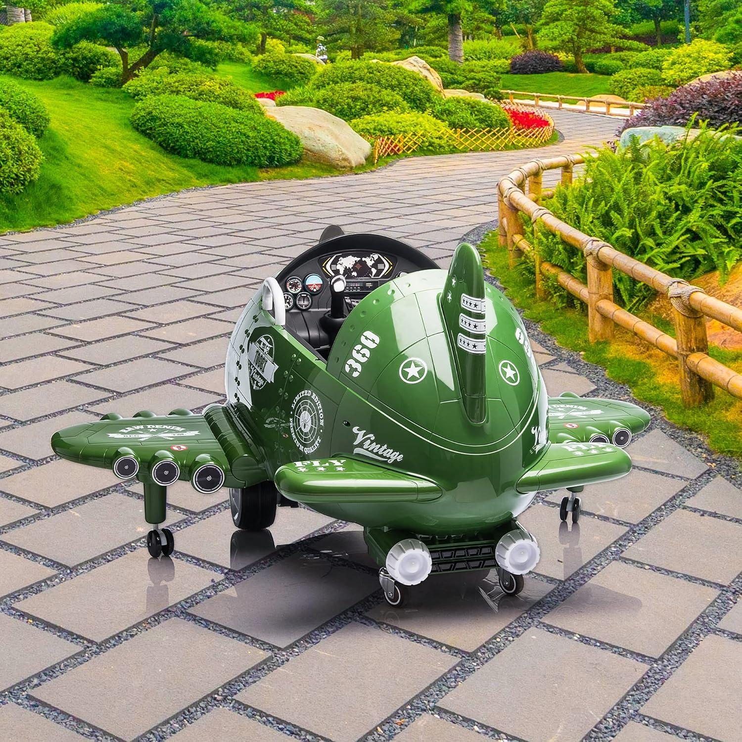Coche Eléctrico para Niños TOBBI Aviación 12V Verde Militar