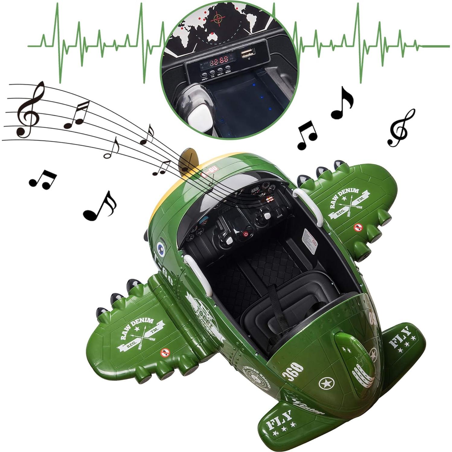 Coche Eléctrico para Niños TOBBI Aviación 12V Verde Militar