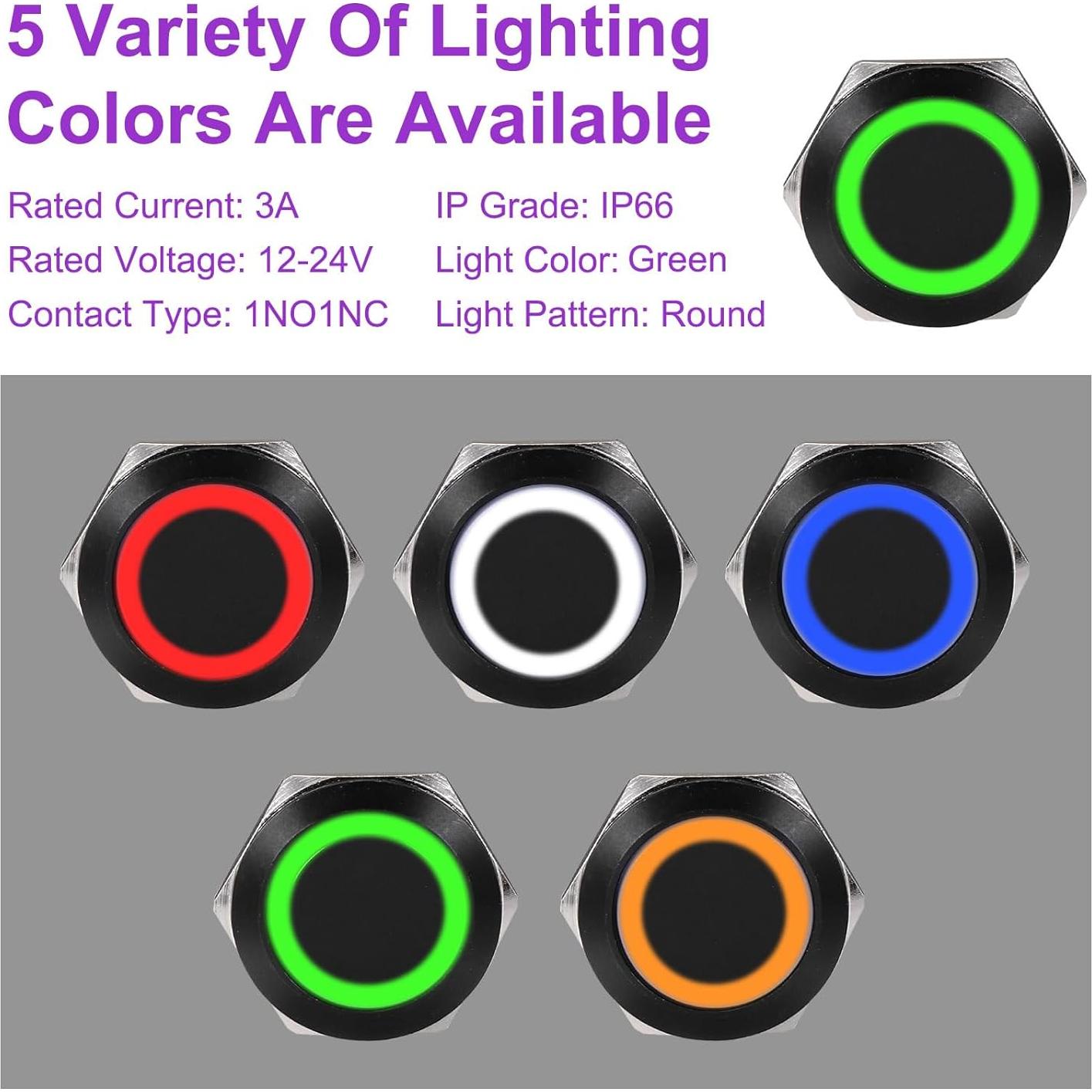 Interruptor de Botón Pulsador DMiotech 19mm Aluminio 2 Pack