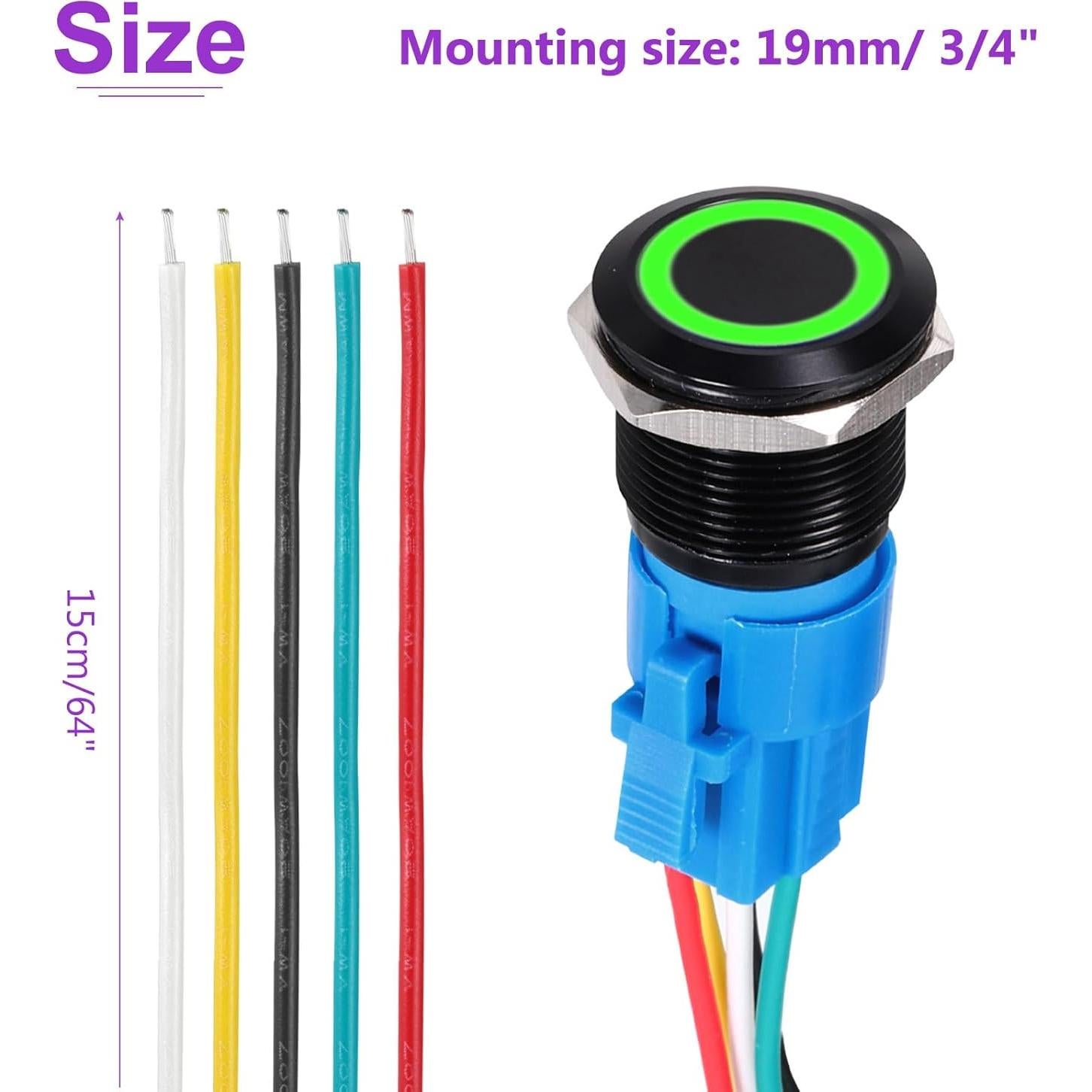 Interruptor de Botón Pulsador DMiotech 19mm Aluminio 2 Pack